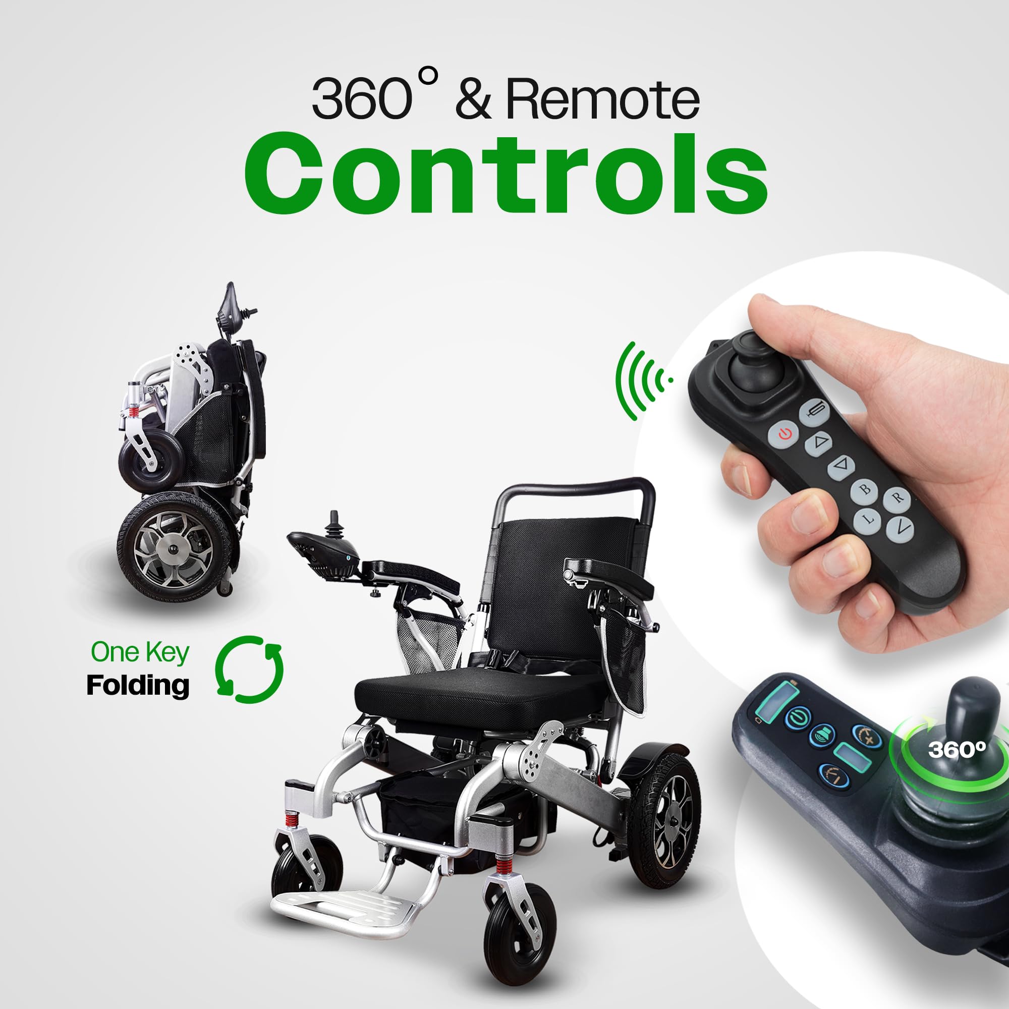 **Culver Mobility Wolf Electric Wheelchair for Adults – All-Terrain, Lightweight, Foldable Power Wheelchair with Remote Control – XL Comfortable Motorized Mobility Aid (Black) – Ideal for Outdoor, Travel & Daily Use**