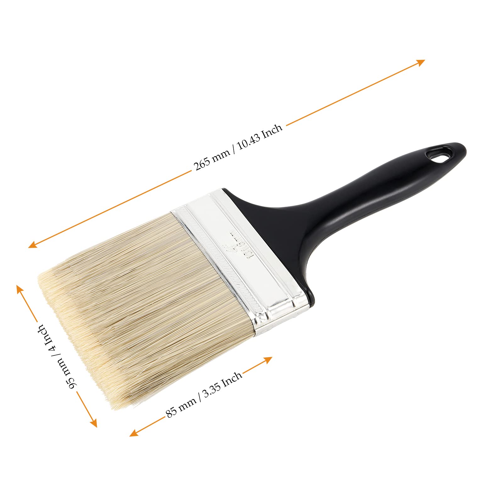 6 Pack 4 Inch Paint Brushes - Premium Polyester Bristle & Ergonomic Plastic Handle - Ideal for DIY Painting, Home Improvement, Furniture Refinishing, Fences, Deck & Wall Trim - Perfect for Indoor & Outdoor Projects