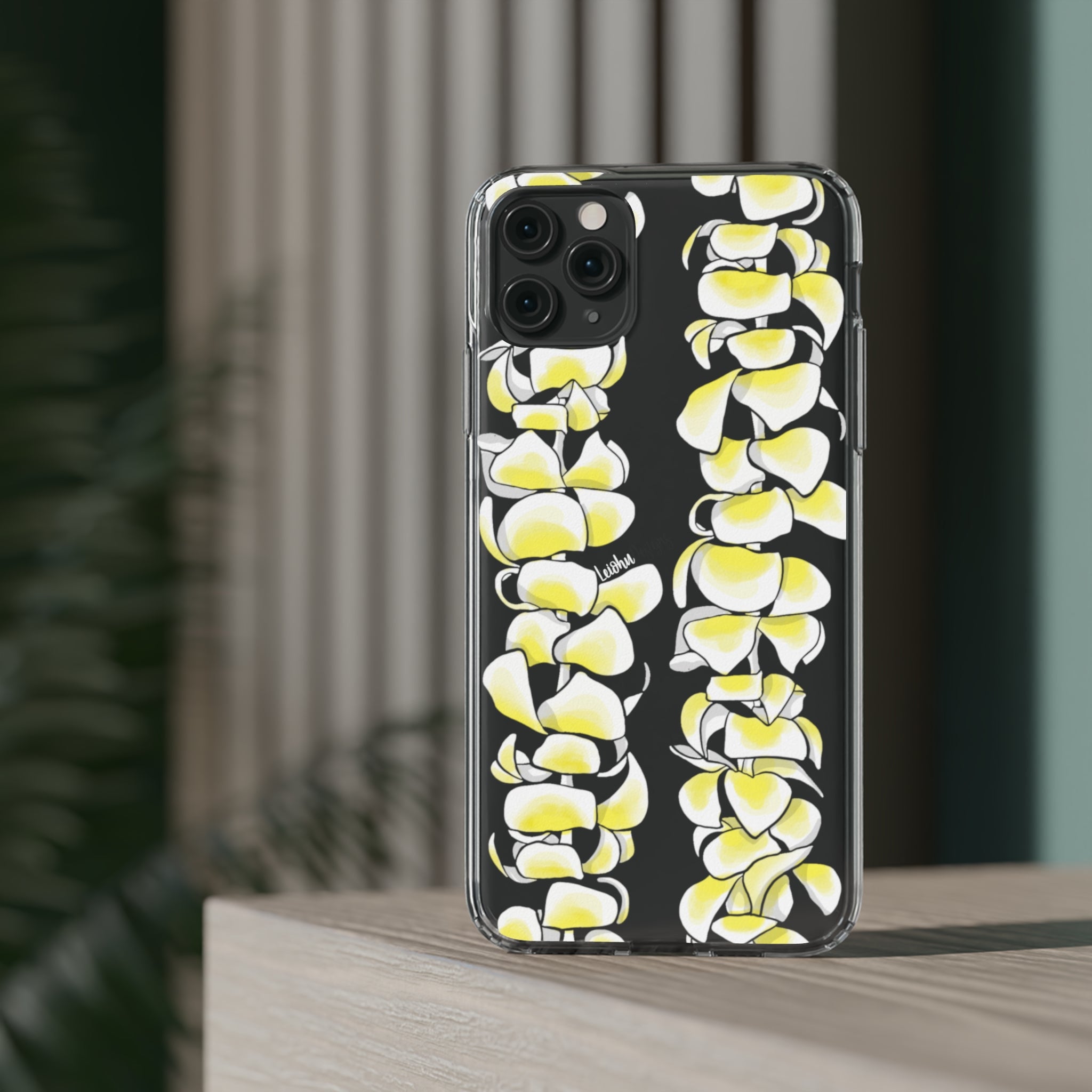 Hawaiian Plumeria Flower Lei Design Clear Phone Case - Durable Protective Cover for iPhone & Samsung - Perfect for Luau Parties, Beach Vacations & Summer Festivals