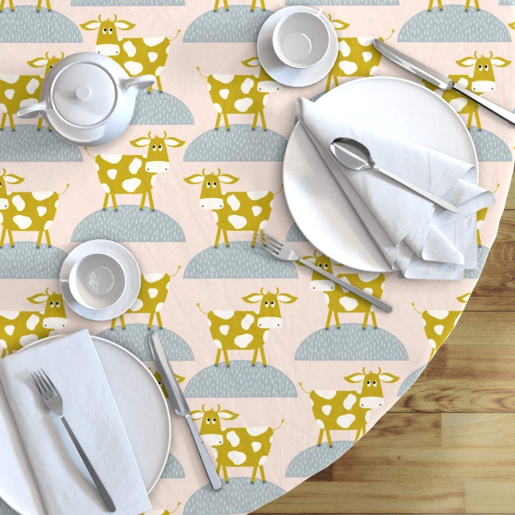 Custom Printed Spoonflower Cotton Sateen Round Tablecloth 70