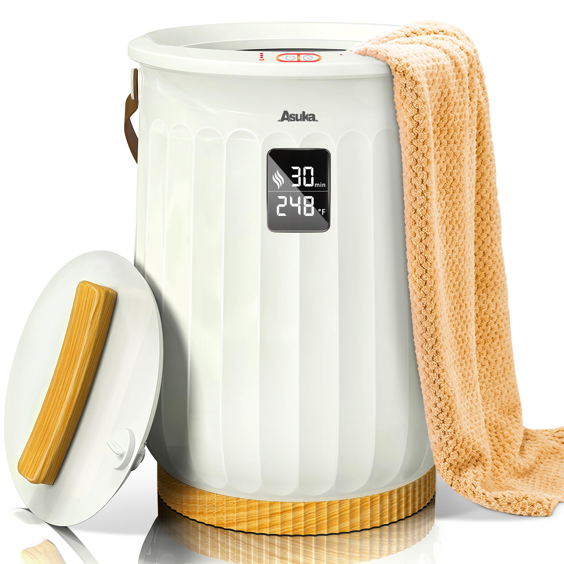 Luxury Electric Towel Warmer with LED Display, Auto Shut Off & Timer - Heated Towel Bucket for Bathroom, Spa, Home - Perfect for Warming Towels, Blankets & Robes - Ideal for Elderly Care & Relaxation