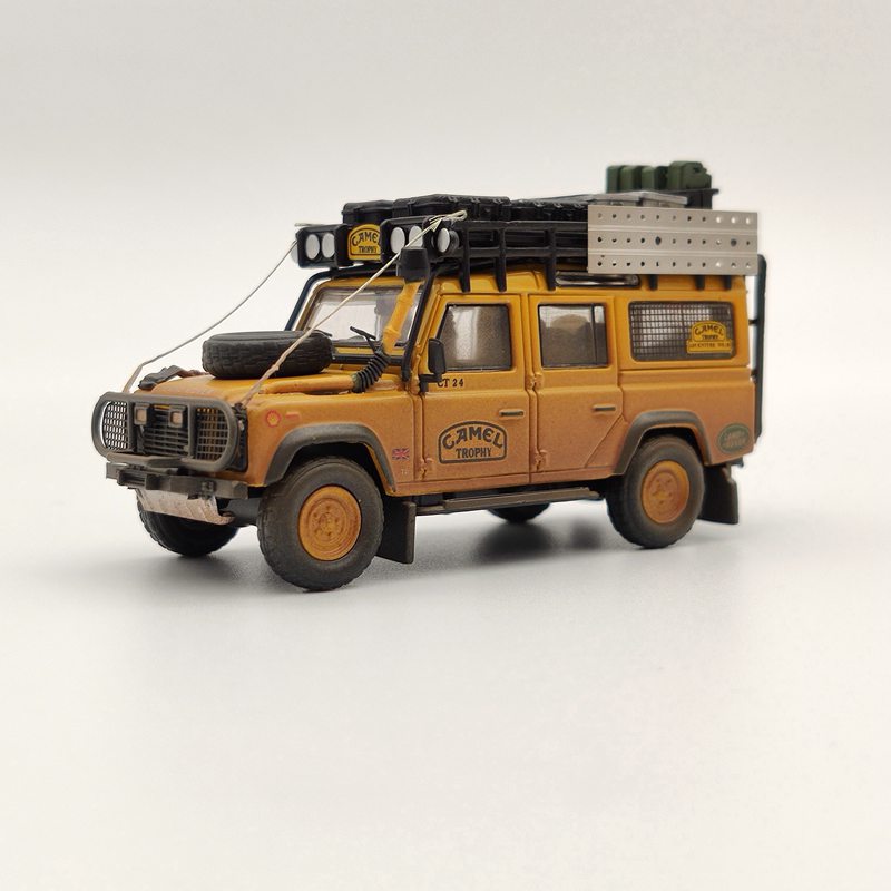 1:64 Scale Land Rover Defender 110 Camel Trophy Diecast Model Car - Collectible Alloy Vehicle Toy for Adults & Kids - Perfect for Display, Gifts, and Off-Road Adventure Scenes