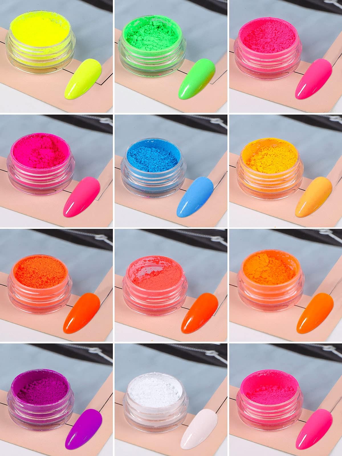 12 Colors Neon Pigment Eyeshadow & Nail Powder - Kalolary Fluorescent Makeup Set for Halloween, Acrylic Nail Art & Gradient Matte Polish | Perfect for Cosplay, Festival Makeup & DIY Nail Designs