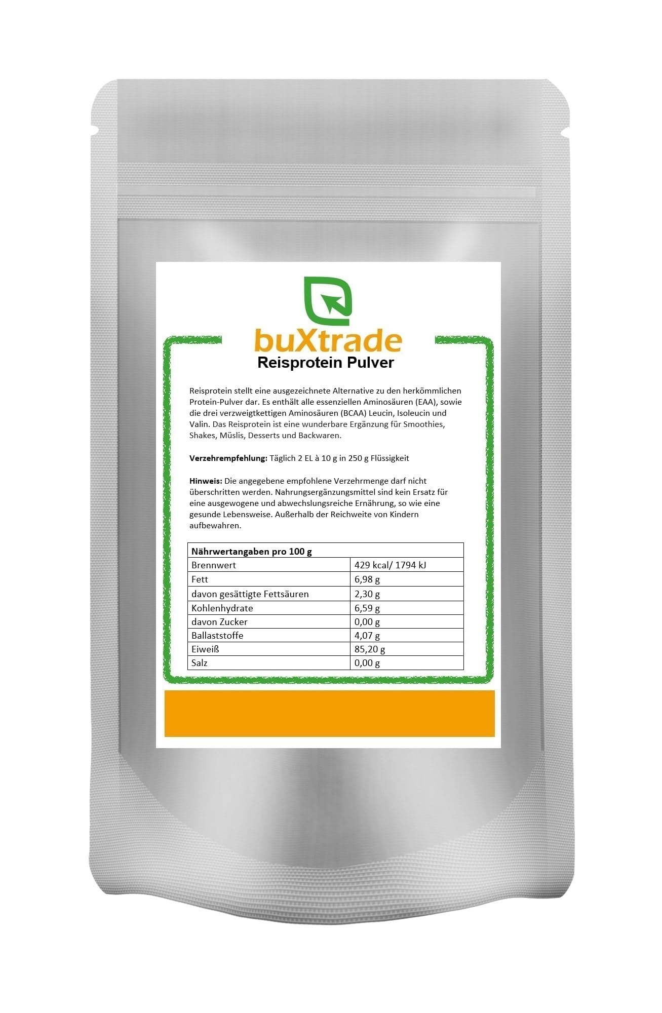 Organic Rice Protein Powder - 2kg Bulk | Vegan Plant-Based Protein Supplement for Smoothies, Baking & Fitness | Gluten-Free & Non-GMO | Buxtrade Premium Quality