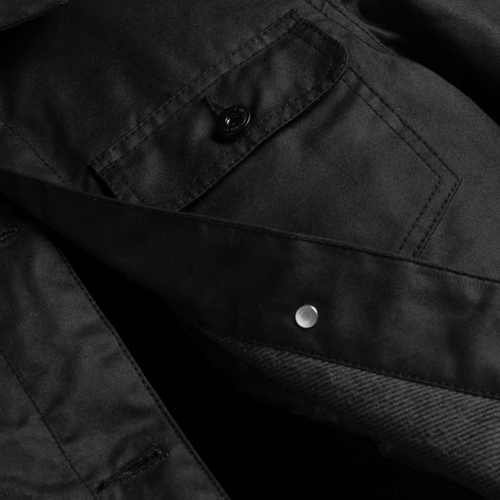 Waxed Canvas Field Jacket for Men & Women | Waterproof Outdoor Work Jacket in Black | Perfect for Hiking, Camping & Everyday Wear