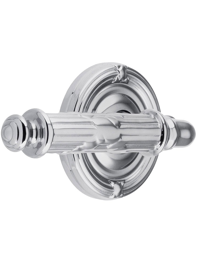 Emtek Ribbon and Reed Door Set with Matching Lever Handles - Left Hand Double Dummy in Polished Chrome | Premium Interior Door Hardware for Modern Homes & Offices