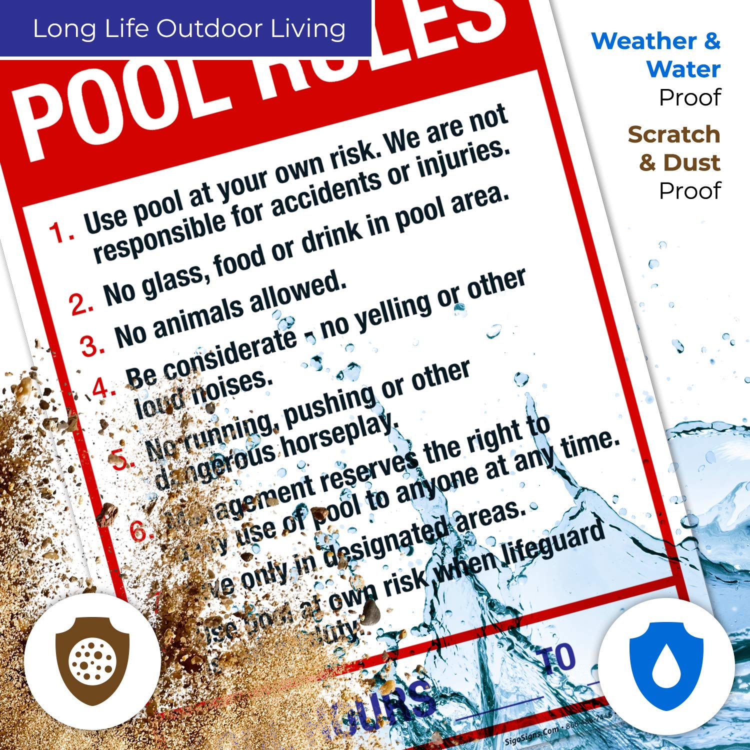 Pool Rules Sign - 10x14 Inches Rust-Free .040 Aluminum, Fade-Resistant, Made in USA - Perfect for Backyard Pools, Community Swim Areas & Water Safety