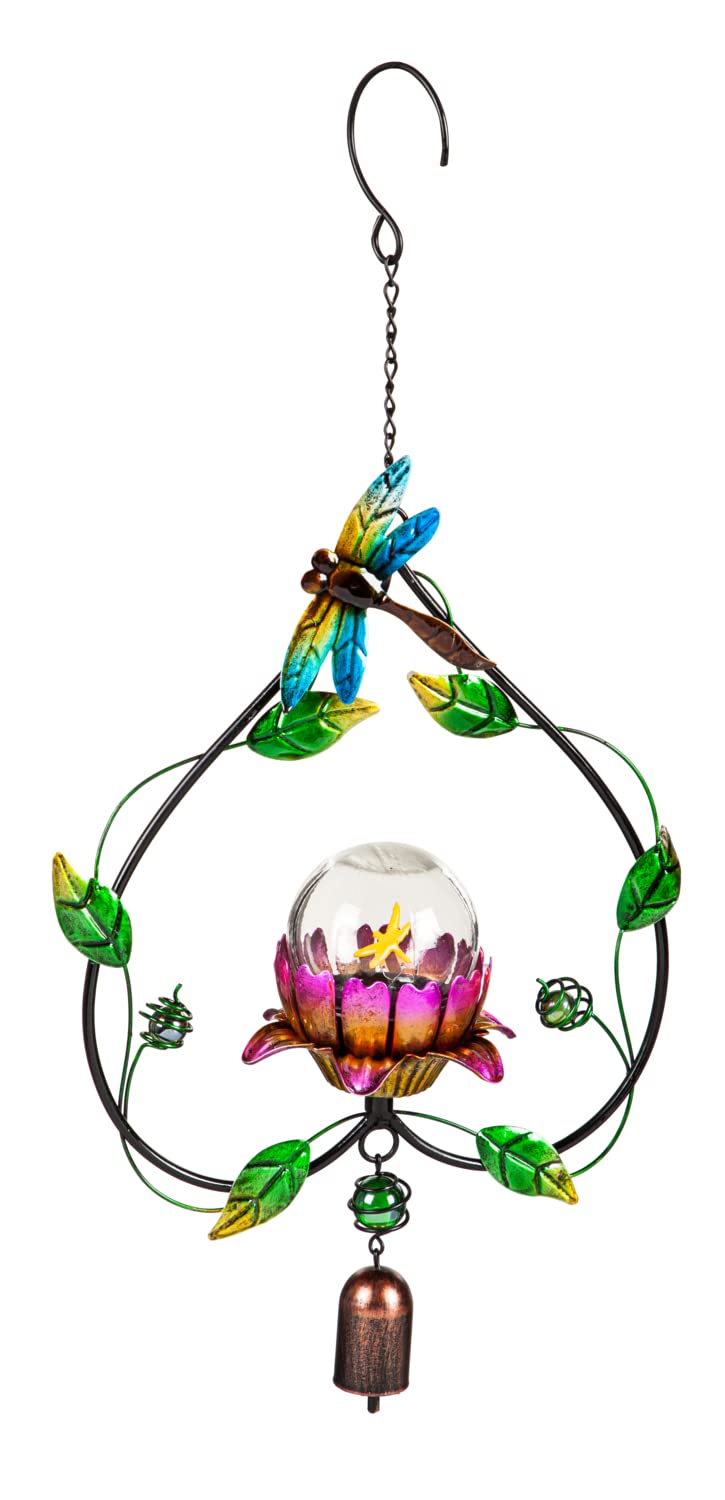 Evergreen Solar Dragonfly Hanging Garden Decor - Outdoor Solar Powered LED Light for Patio, Yard, Fence & Garden Decoration | Weather-Resistant Insect-Themed Landscape Lighting