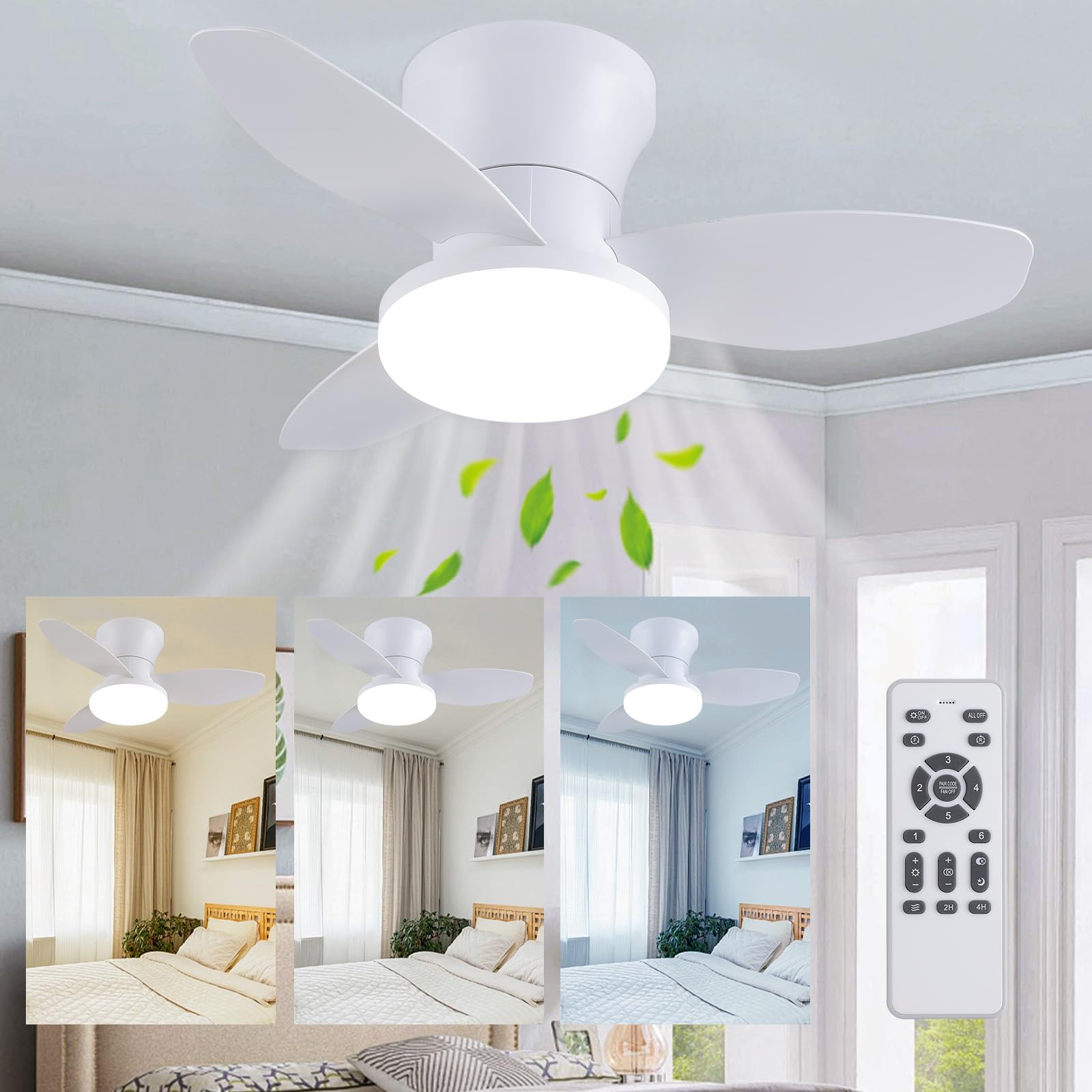Low Profile Ceiling Fan with Light - 24