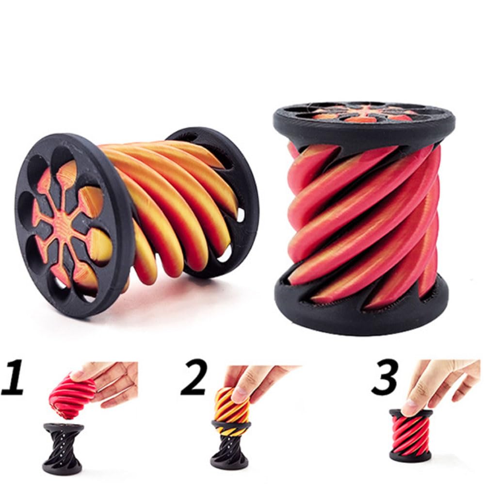3D Printed Spiral Fidget Toys for Stress Relief - 2-Way Push Play Sensory Toys for Adults & Kids - Anxiety Relief & Focus Aid (3 Pack) - Perfect for Office, Classroom & ADHD Therapy