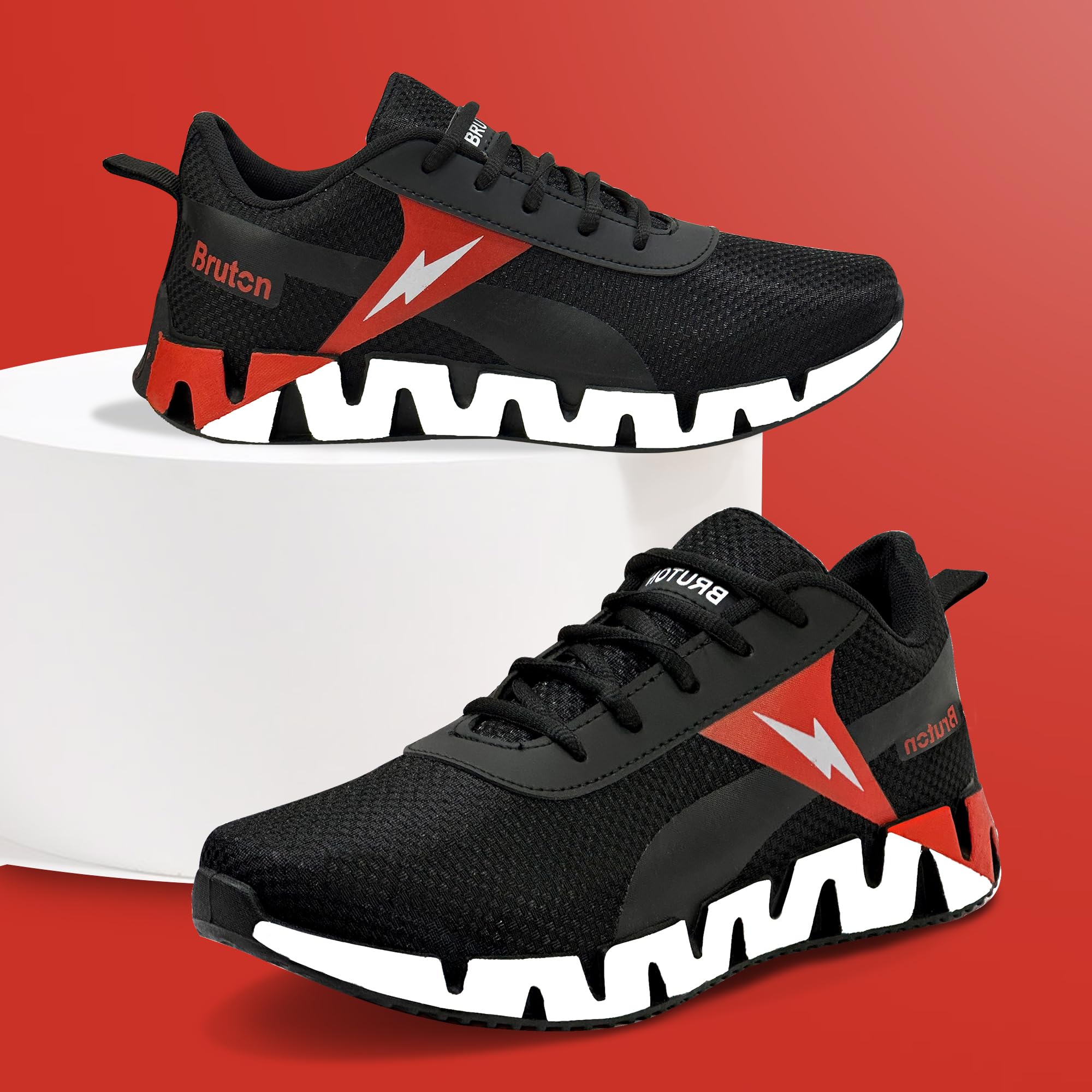 BRUTON Men's Casual Sneakers - Breathable Walking Shoes for Men & Boys | Lightweight Comfortable Athletic Shoes for Daily Wear, Gym & Outdoor Activities - Black