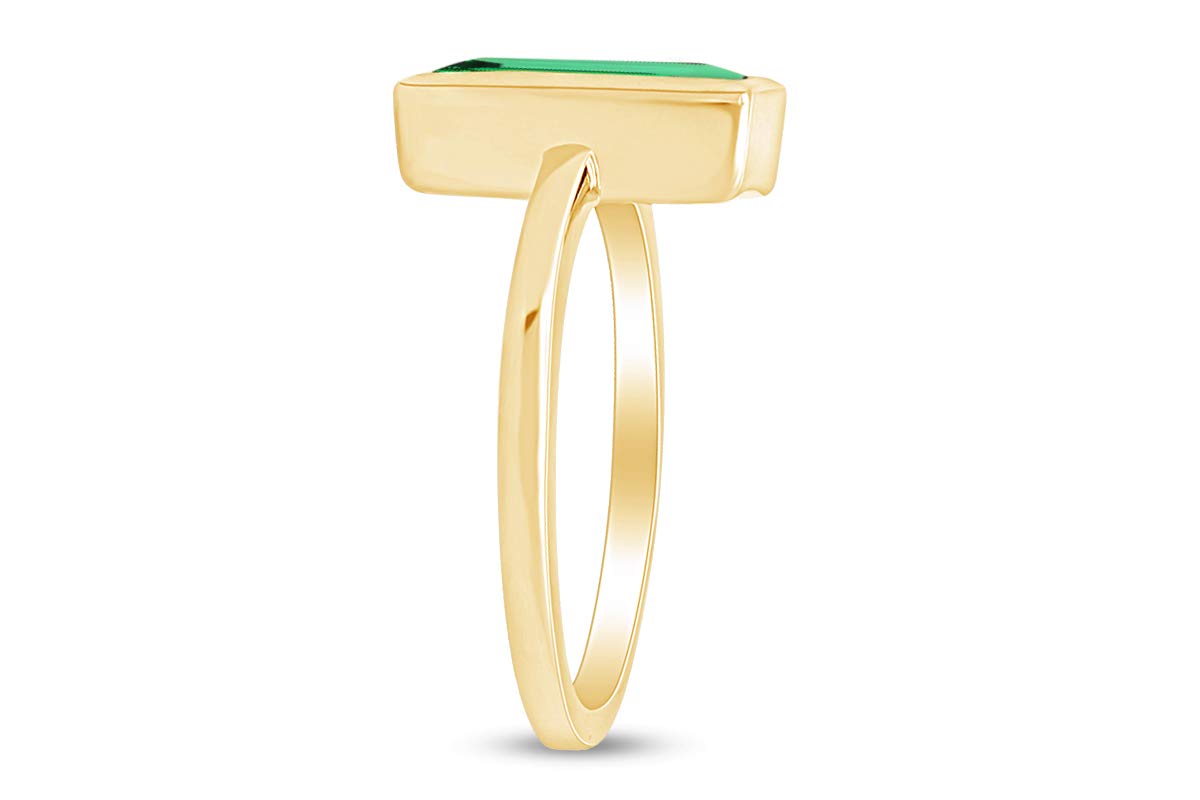 AFFY Jewelry 14k Yellow Gold Over Sterling Silver Geometric Bar Statement Ring - Simulated Gemstone Bridal Wedding Ring for Women - Perfect for Engagement, Anniversary, and Special Occasion Gifts