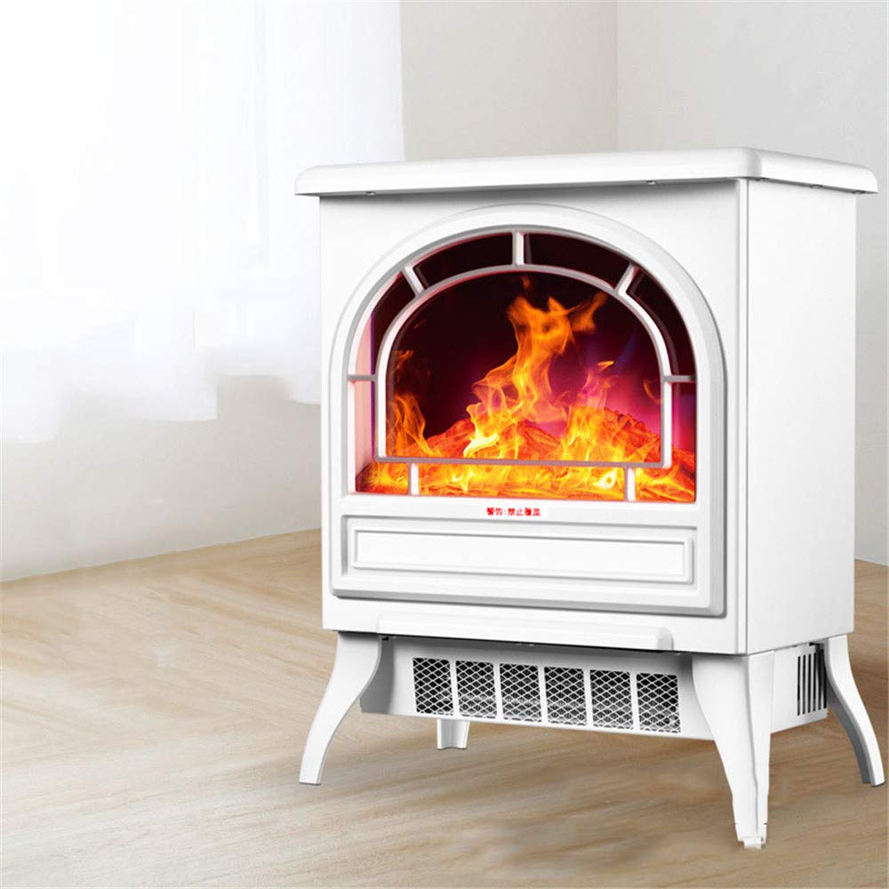 Freestanding Portable Electric Fireplace Heater 1800W with Realistic Flame Effect - Indoor Safe Space Heater with Overheat & Tip-Over Protection - Perfect for Living Room, Bedroom, and Office - White