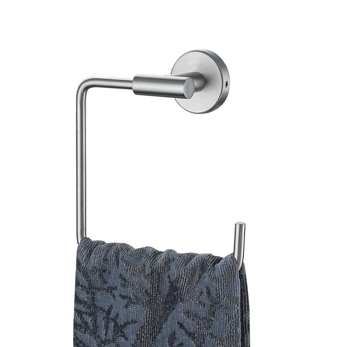 Stainless Steel Square Towel Ring Holder - 6 Inch Brushed Nickel Wall Mount Bathroom Accessory (TR140-BN) - Perfect for Modern Bathrooms & Powder Rooms