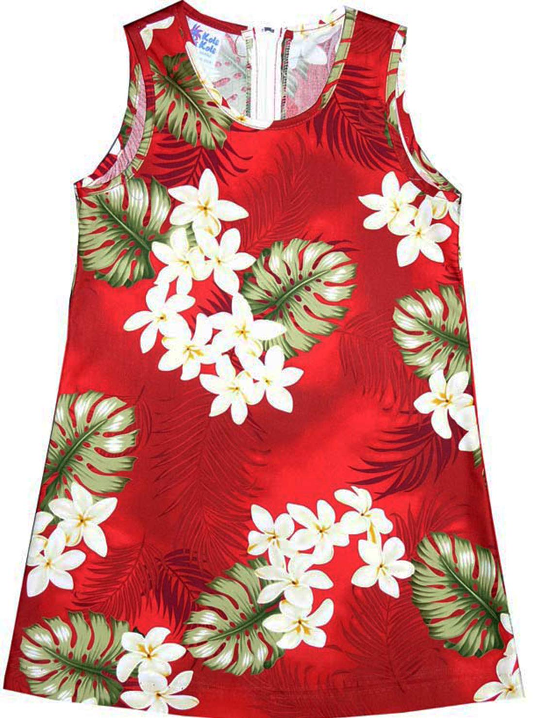 Plumeria Monstera Print Hawaiian Aloha Short Tank Dress for Girls - Perfect for Beach Vacations, Summer Parties, and Tropical Getaways
