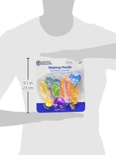 Learning Resources Helping Hands Fine Motor Tool Set - 4 Piece Toddler Tweezers & Sensory Bin Toys for Kids Ages 3+, Perfect for Preschool Learning & Occupational Therapy Activities