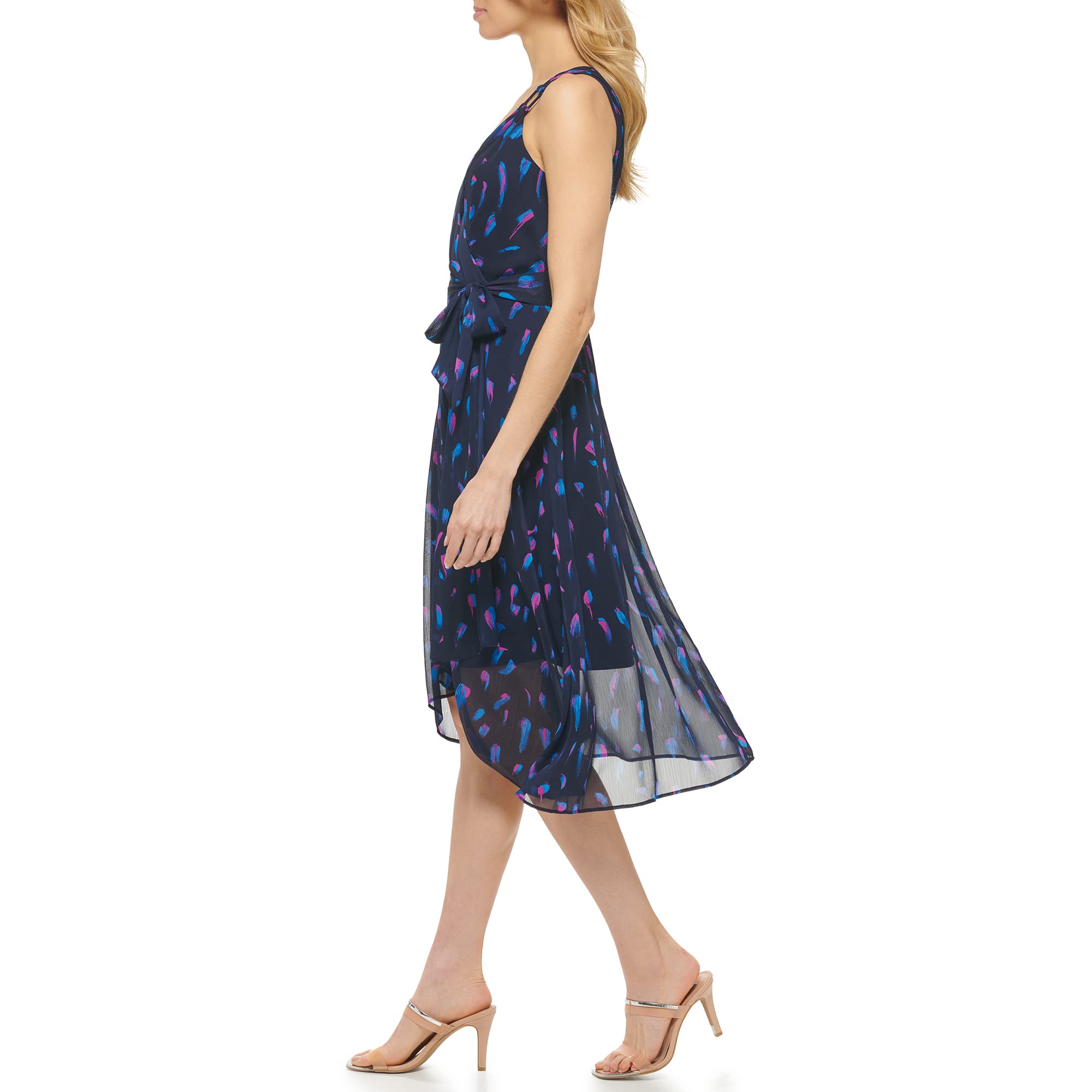 DKNY Women's Sleeveless Faux Wrap Dress - Elegant Summer Cocktail Party & Office Wear