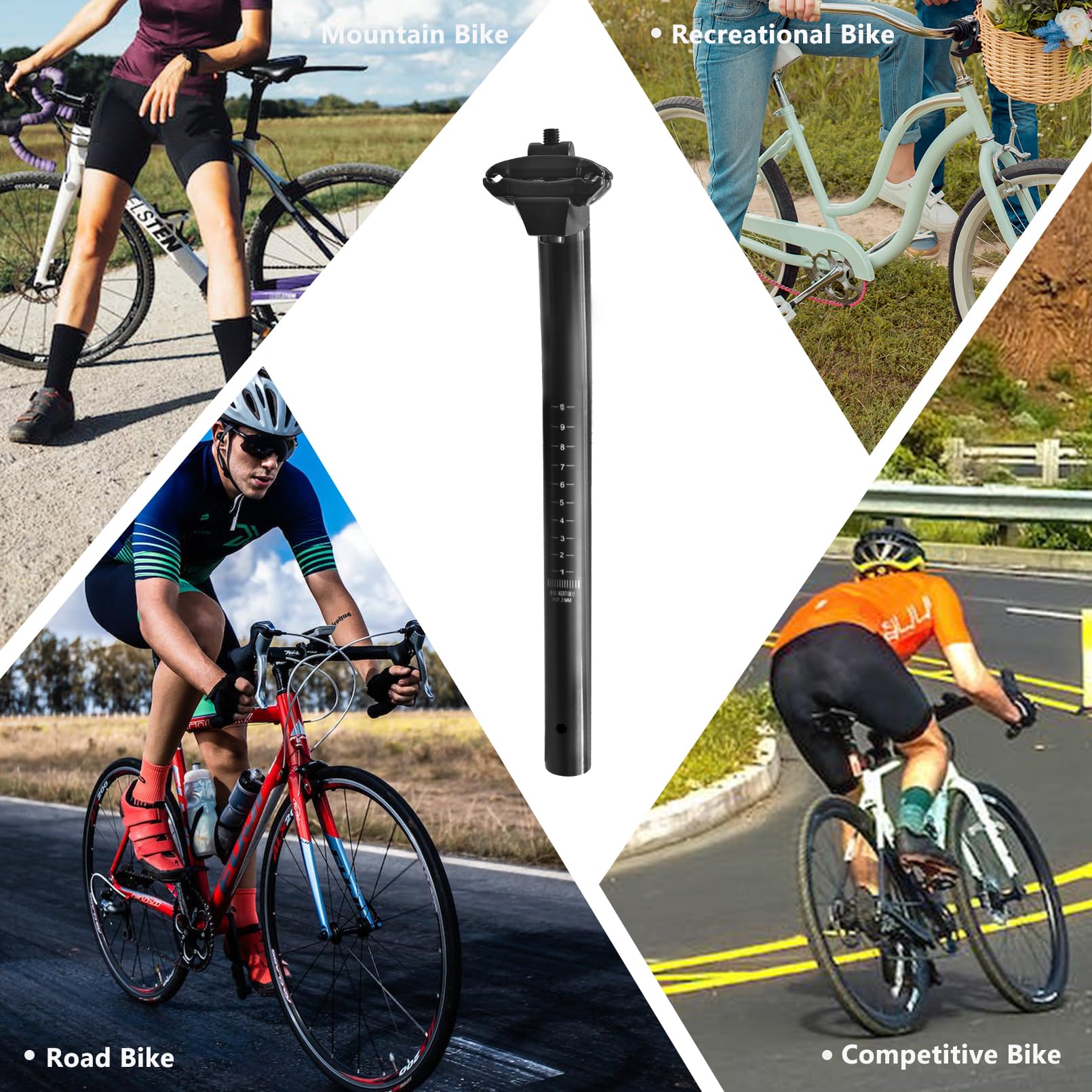 27.2mm Bike Seat Post - 350mm Adjustable Bicycle Seatpost for Road, Mountain & BMX Bikes | Angle & Height Adjustable Cycling Seat Clamp | Perfect for Commuting, Trail Riding & Urban Cycling