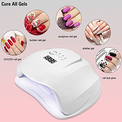 Professional UV LED Nail Lamp - 3 Timer Settings Gel Polish Dryer for Salon & Home Use | Fast Curing Light for Gel Nails, Acrylics & Manicures | Perfect Nail Art Tool for DIY & Professional Use (White)