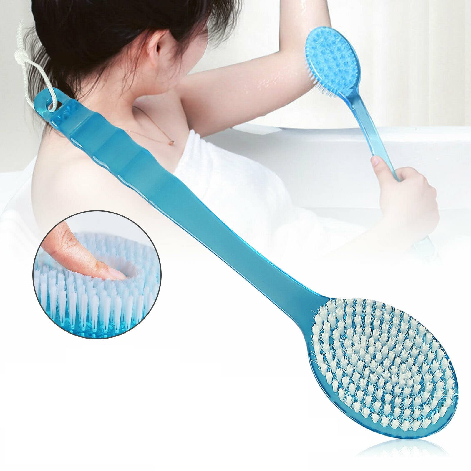 Ekan Long Handle Body Bath Shower Back Brush - Exfoliating Massager & Spa Scrubber for Men, Women & Kids - Unisex Back Scrubber with Soft Bristles (Multicolor) - Perfect for Deep Cleansing, Exfoliation & Relaxing Bath Time