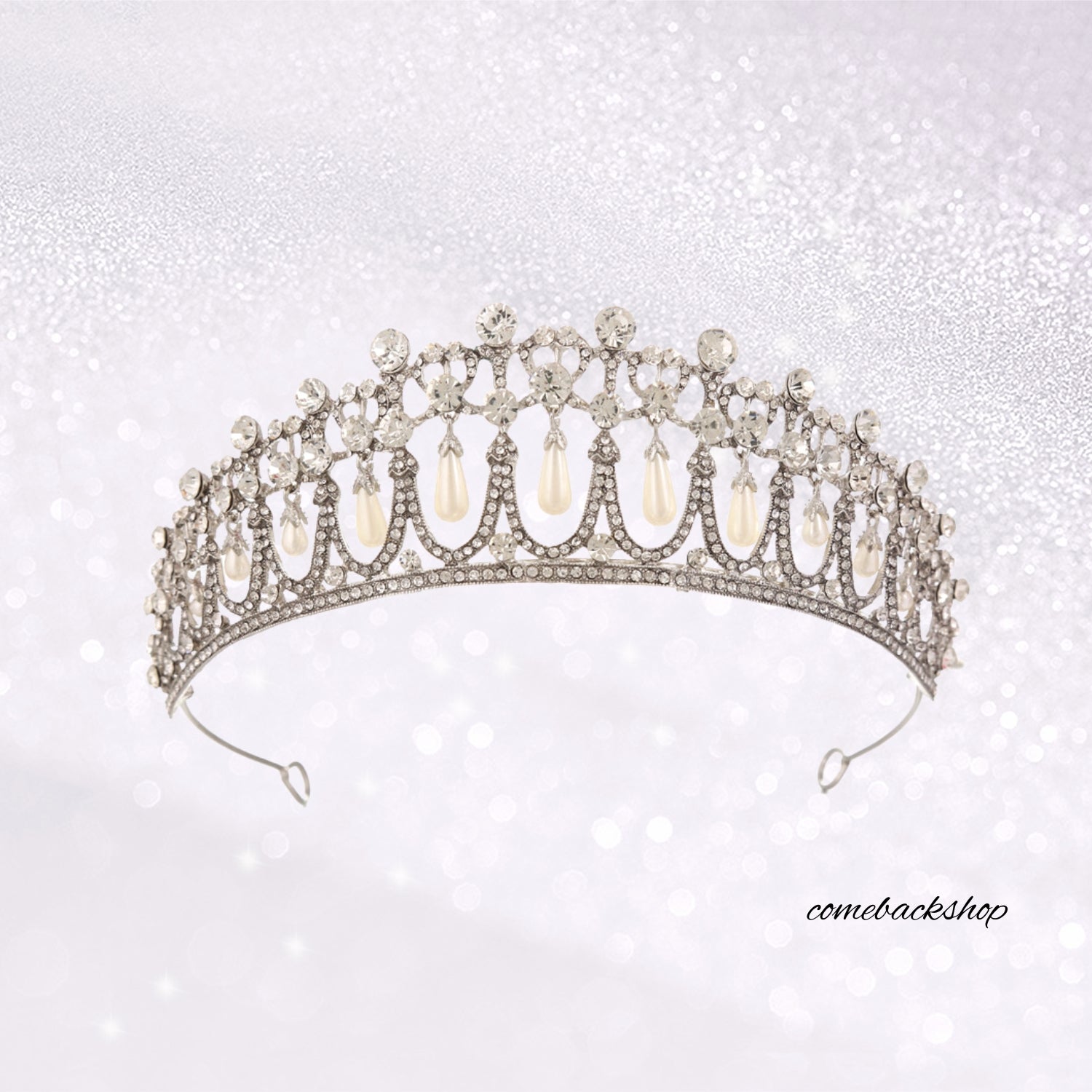 Elegant Pearl Tiaras & Crystal Crowns for Women | Wedding Bride Headpiece | Rhinestone Queen Crown | Silver Princess Headband for Prom, Costume Party & Special Occasions