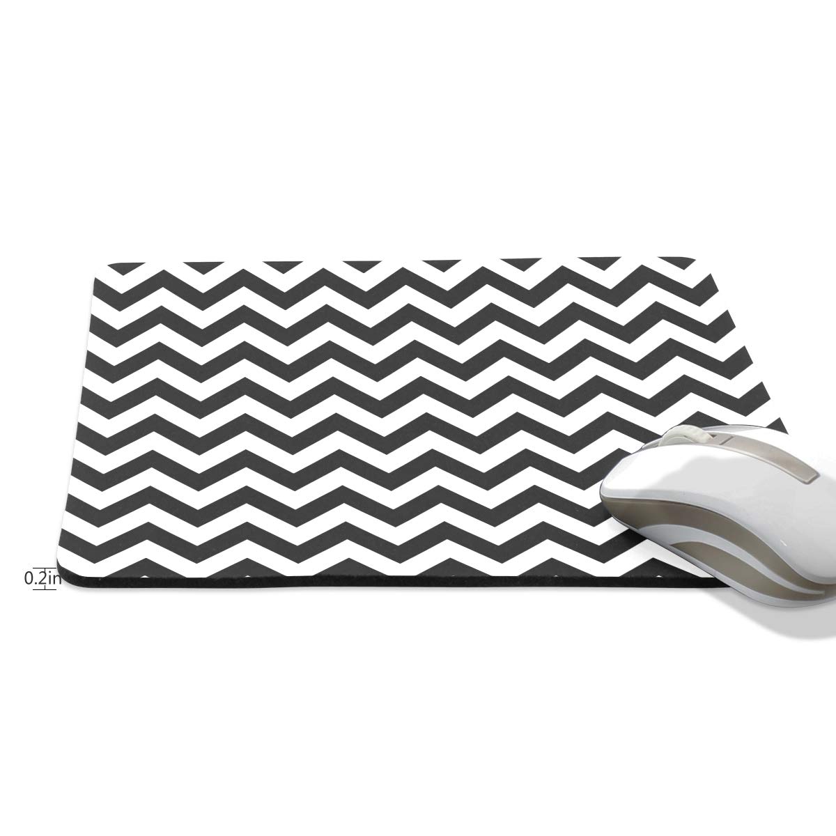 Black and White Chevron Pattern Mouse Pad - 9.84 x 7.48 x 0.2 Inch Non-Slip Rubber Base for Gaming, Office & Home Use - Perfect for PC, Laptop & Computer Workstations
