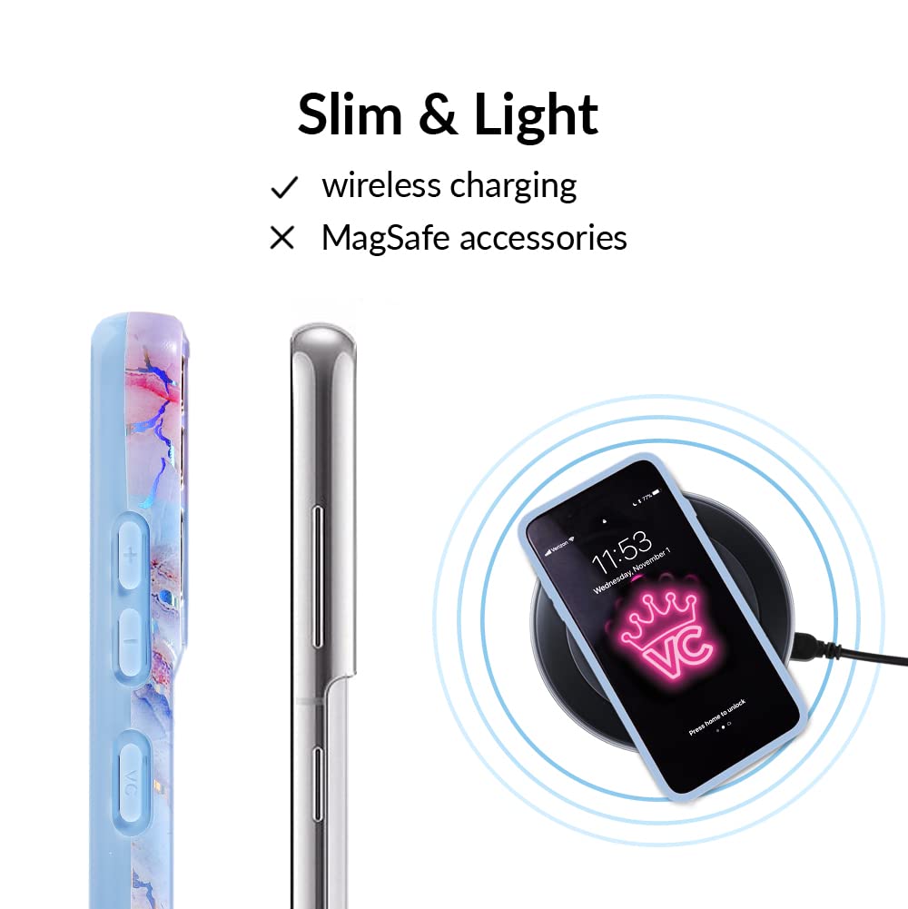 VELVET CAVIAR Samsung Galaxy S22 Ultra Case [8ft Military Drop Protection] - Cute Holographic Blue Marble Phone Cover with Microfiber Lining - Compatible with 2022 6.8