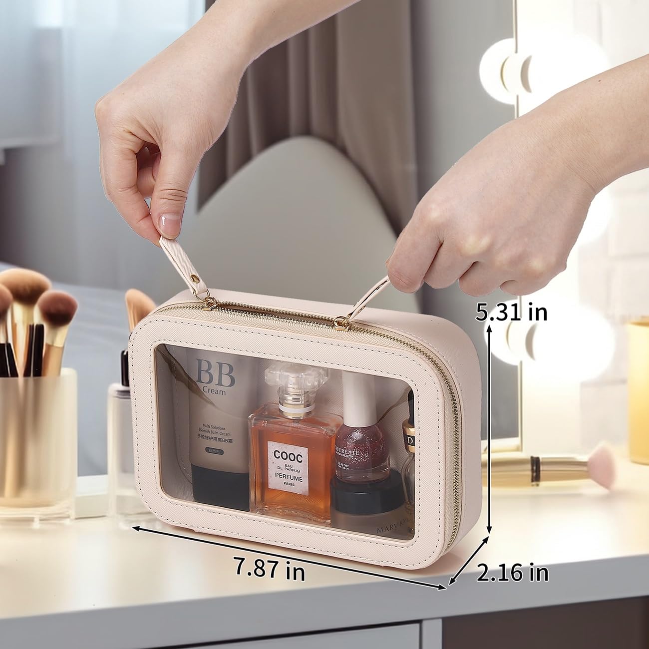 Waterproof Clear Makeup Bag for Travel & Car - Small Cosmetic Organizer