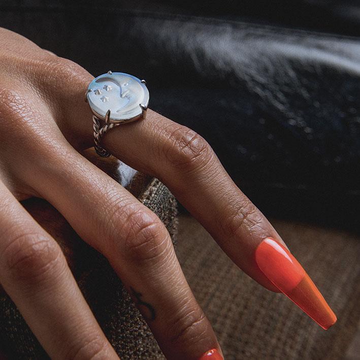 BLUE MOON Crystal Moon & Star Ring in Gold - Elegant Celestial Jewelry for Women, Perfect for Date Nights, Parties & Special Occasions