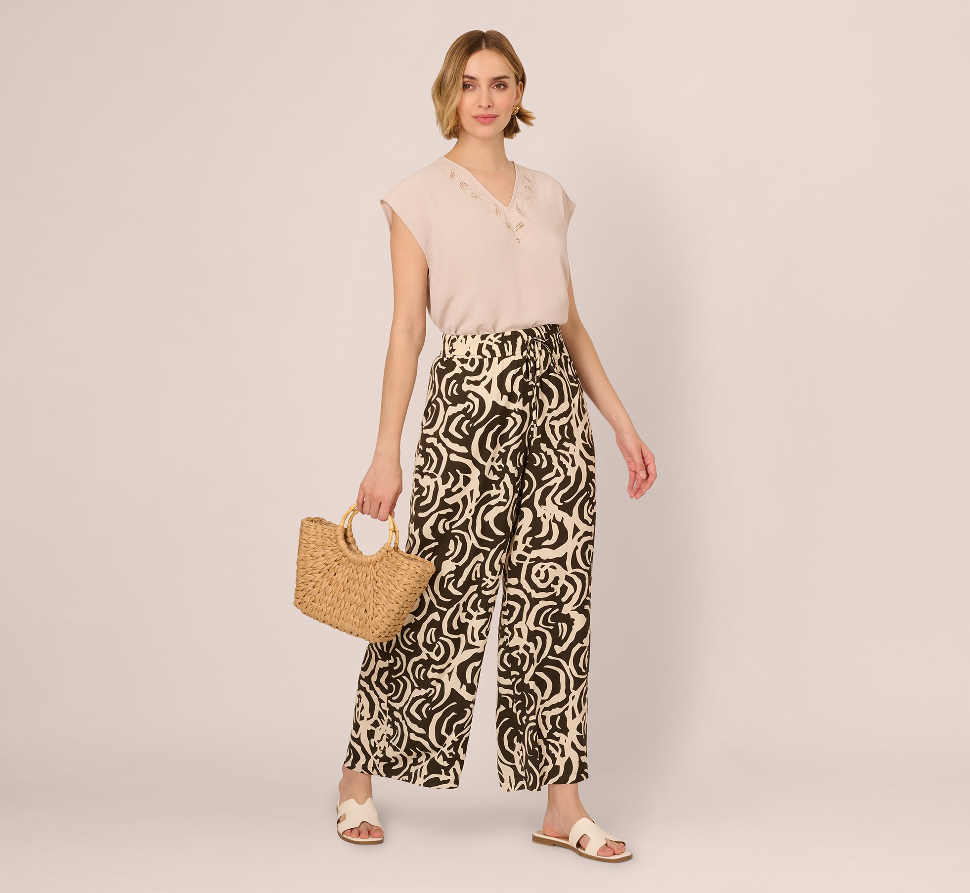 Elegant Sleeveless Embroidered V-Neck Blouse for Women - Summer Casual & Party Wear - Comfortable Pebble Textured Top for Date Night & Office Outfits