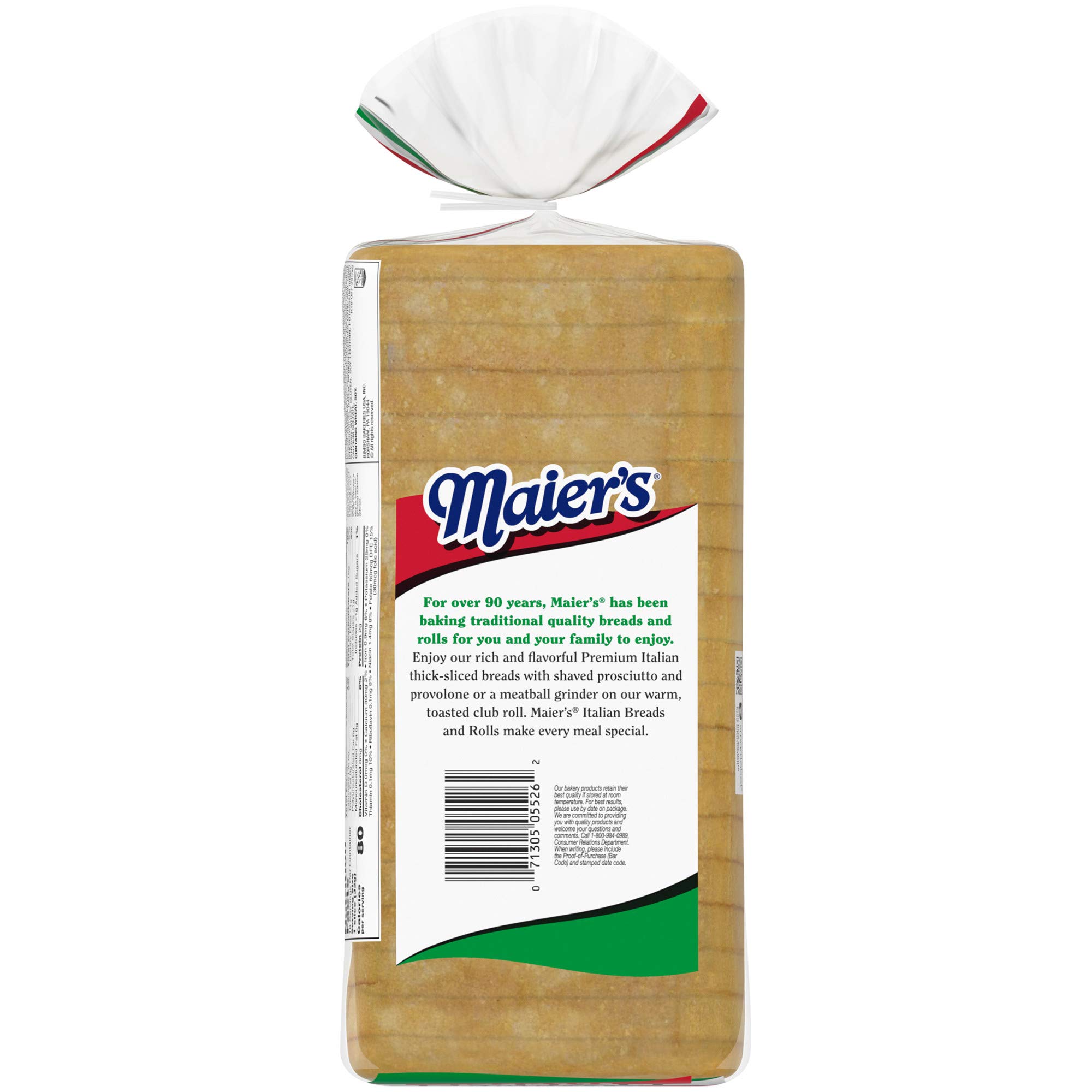 Maier's Premium Italian Seeded Bread - 20 oz Bag | Authentic White Italian Loaf for Sandwiches, Paninis & Family Dinners | Fresh Baked Artisan Bread