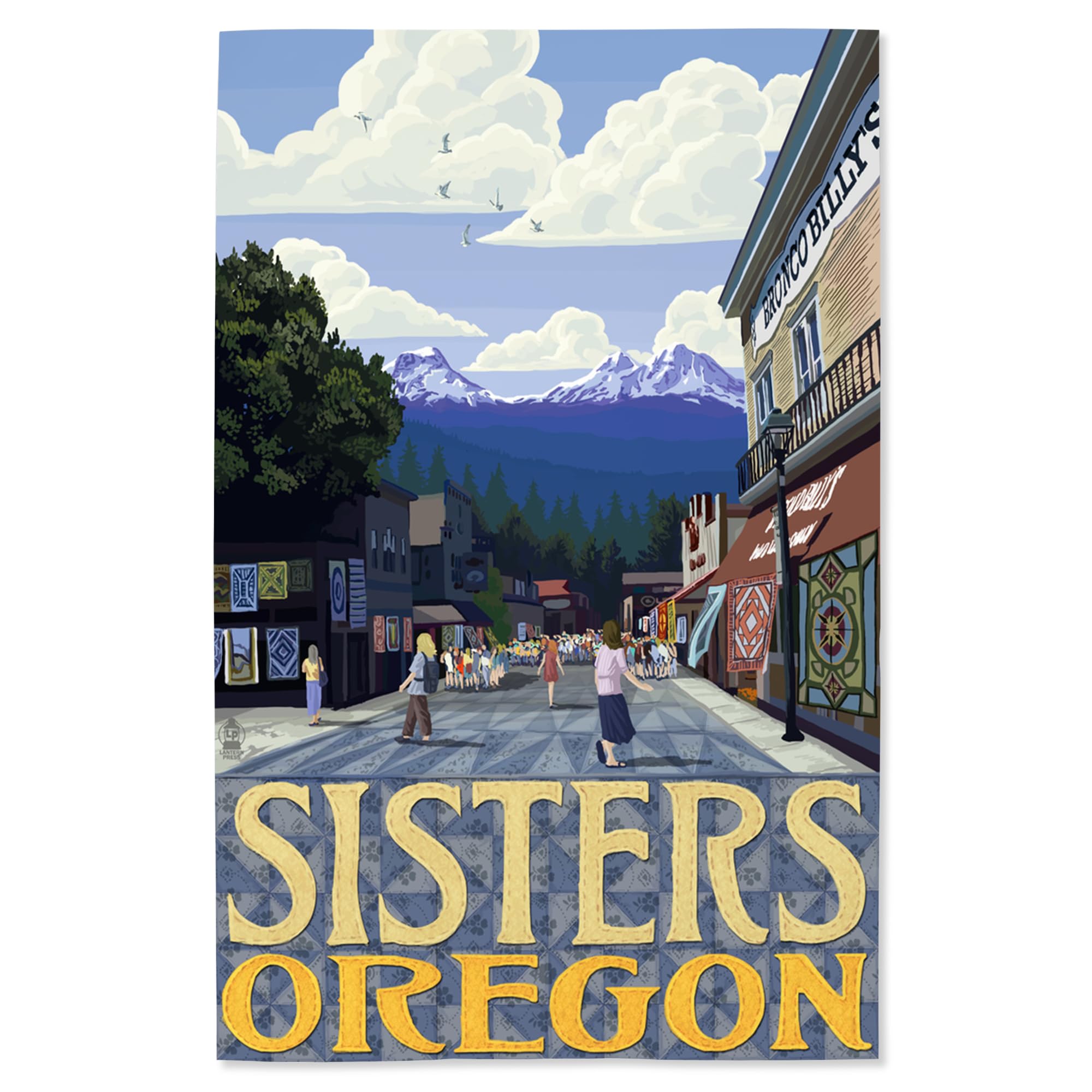 Lantern Press 16x24 Inch Giclee Art Print - Sisters Oregon Mountain Town Quilt Design Wall Decor | Perfect for Living Room, Bedroom & Office