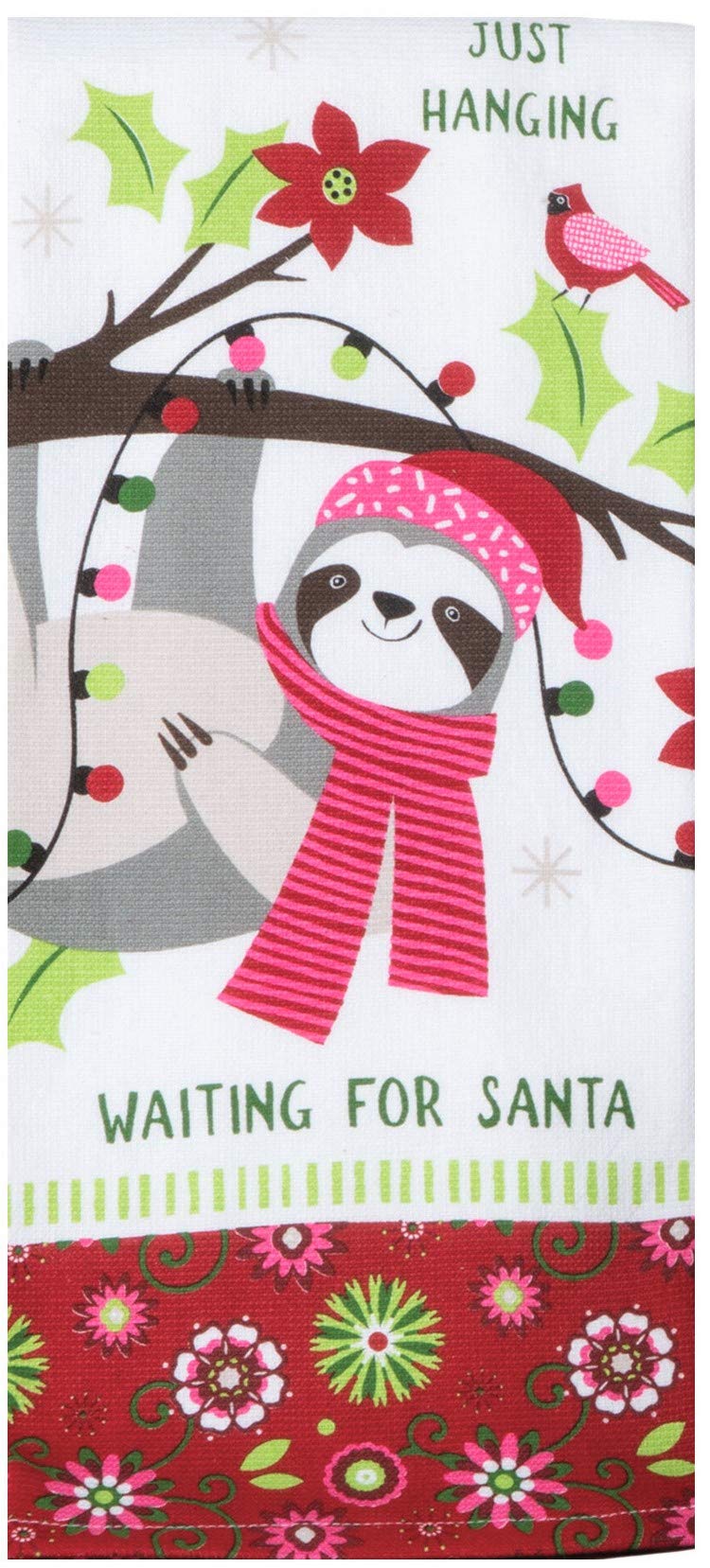 Sloth Christmas Kitchen Towels - Funny Holiday Dish Towels with Cute Sloth Design - Perfect for Christmas Decor, Gift & Kitchen Use
