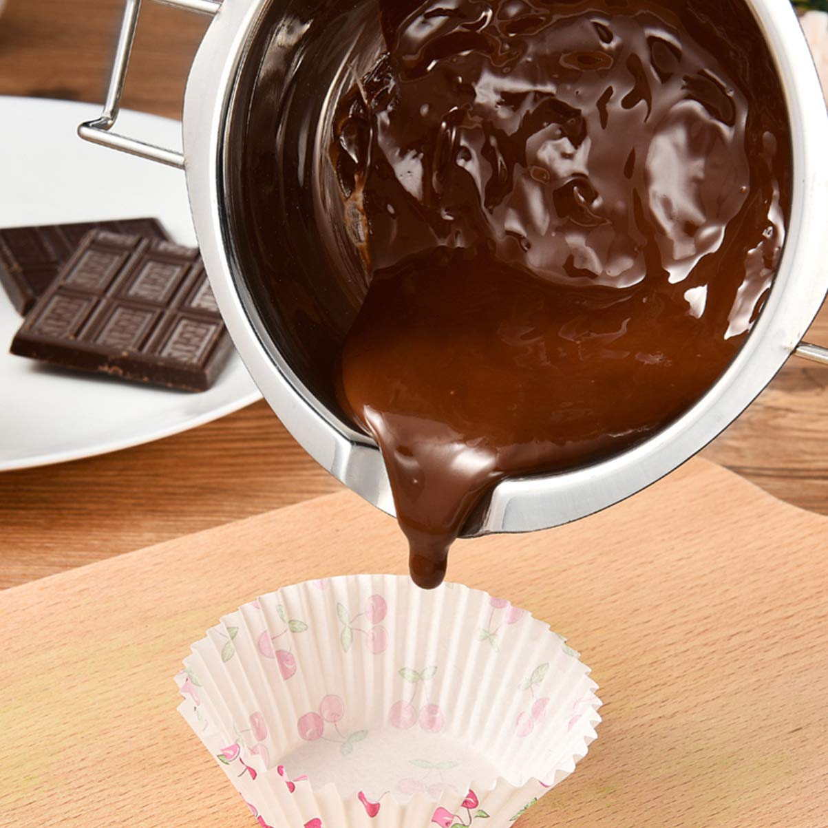 2-Piece Stainless Steel Chocolate & Butter Melting Pot Set - Double Boiler for Candy, Wax, Soap Making - Perfect for Baking, DIY Crafts & Kitchen Use