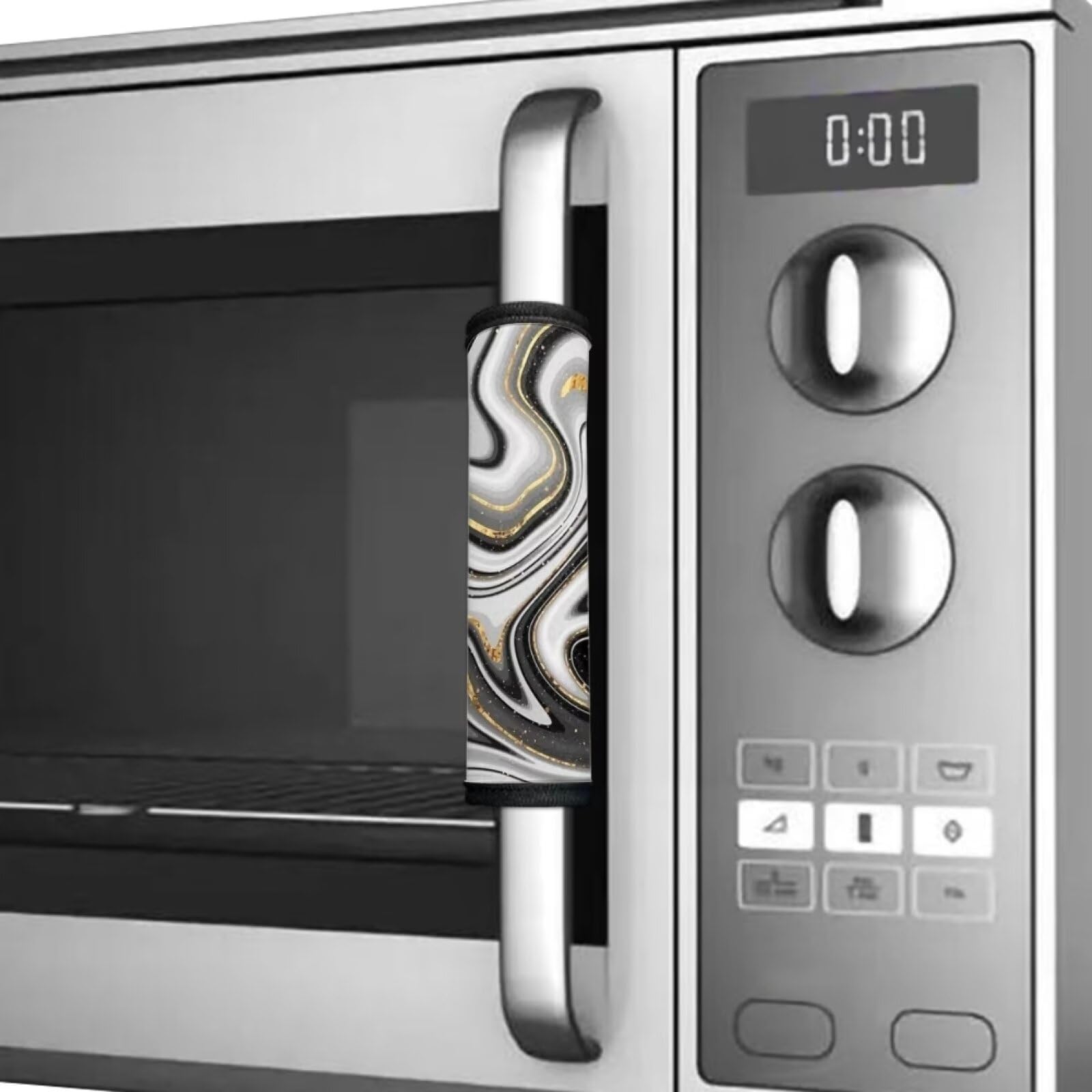6-Pack Refrigerator Door Handle Covers - Non-Slip Kitchen Appliance Protectors for Fridge, Oven & Dishwasher - Black Gold Marble Design - Prevents Smudges & Food Stains - Perfect for Home Decor & Modern Kitchens