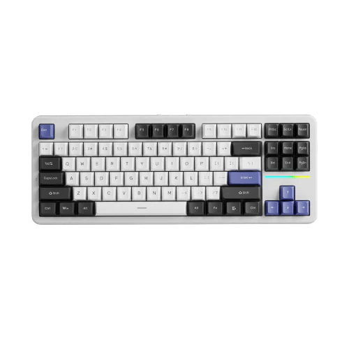 EWEADN X87 Blue White Mechanical Gaming Keyboard - RGB Backlit, Wired & Wireless, Coconut Switch - Perfect for PC, Mac, Laptop, Office & Gaming Setup