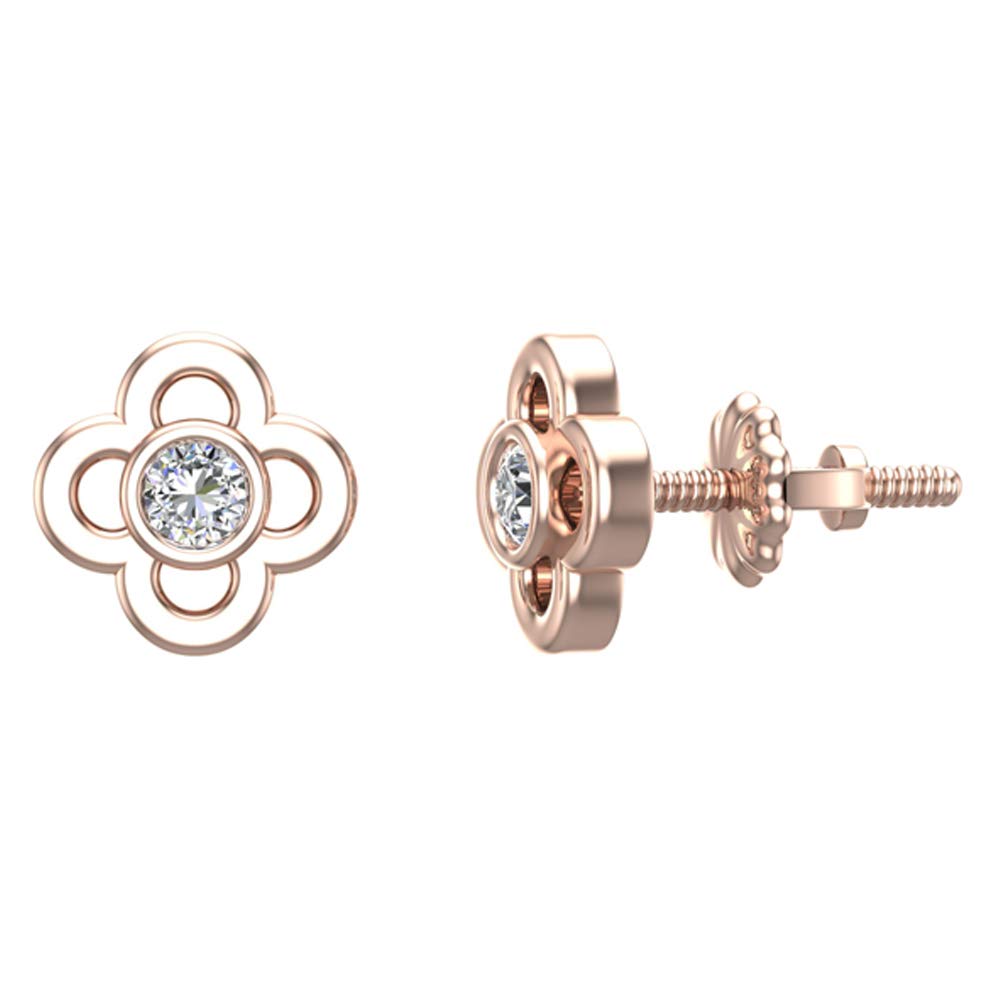 10K Gold Flower Diamond Earrings for Women, Girls & Teens – Elegant Gift for Birthdays, Anniversaries & Special Occasions