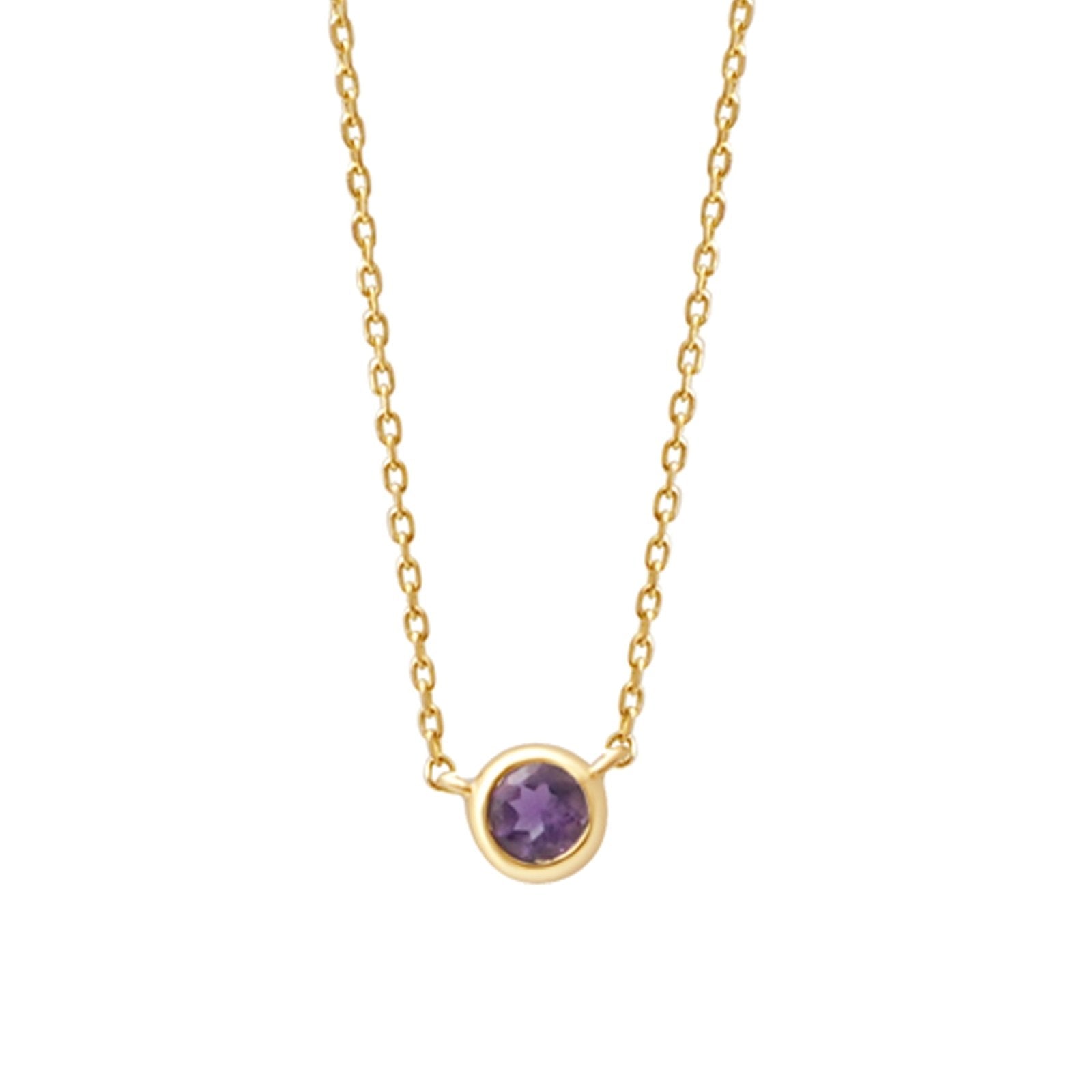 14K Yellow Gold Amethyst Bezel Station Necklace - Elegant Jewelry for Women, Perfect for Gifts, Weddings & Everyday Wear