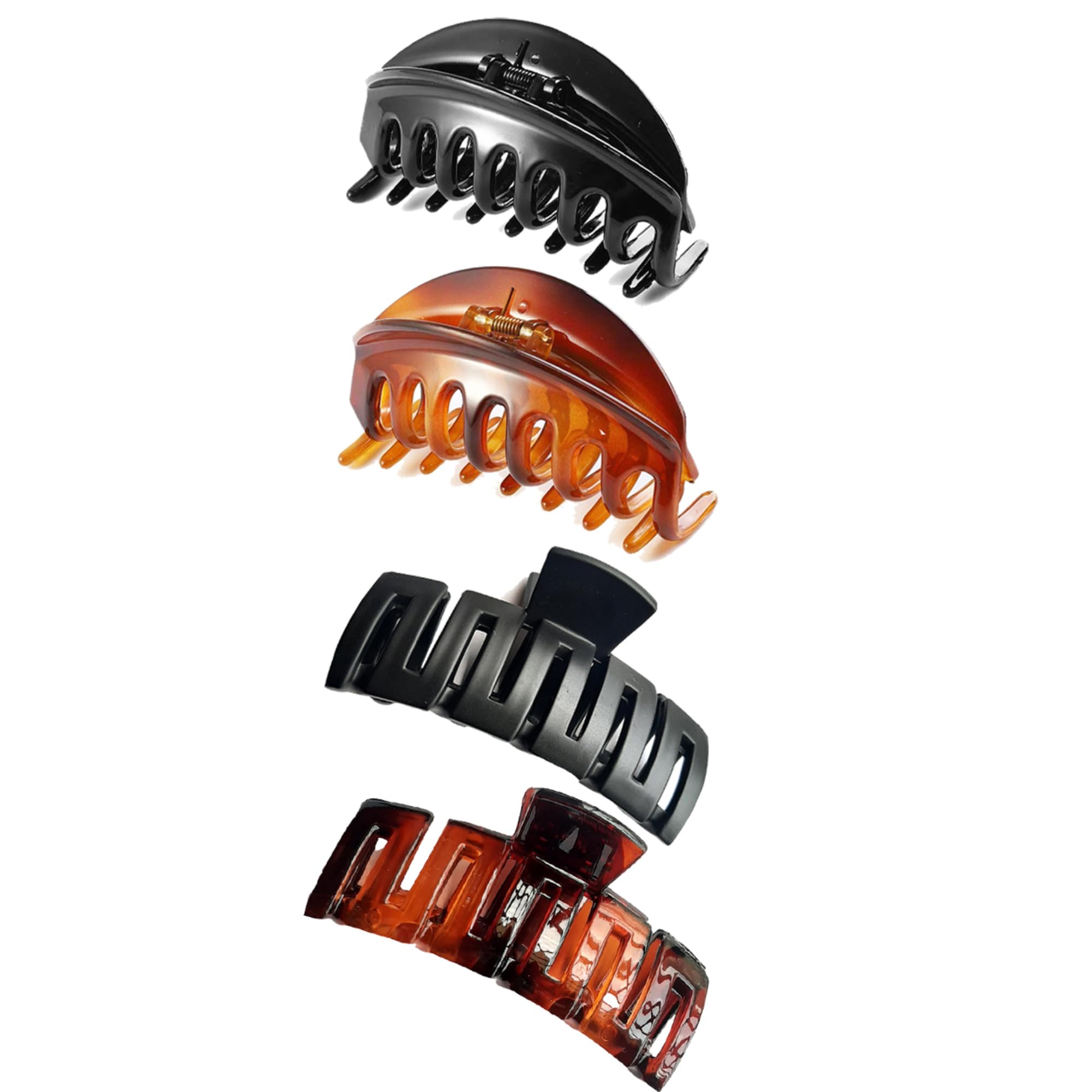 BIRDWARE Large Hair Clips for Women - 2 Pack Black & Multicolor Butterfly Hairpins with Acrylic Stones, Non-Slip Rubber Grip | Perfect for Parties, Weddings, and Everyday Hairstyling