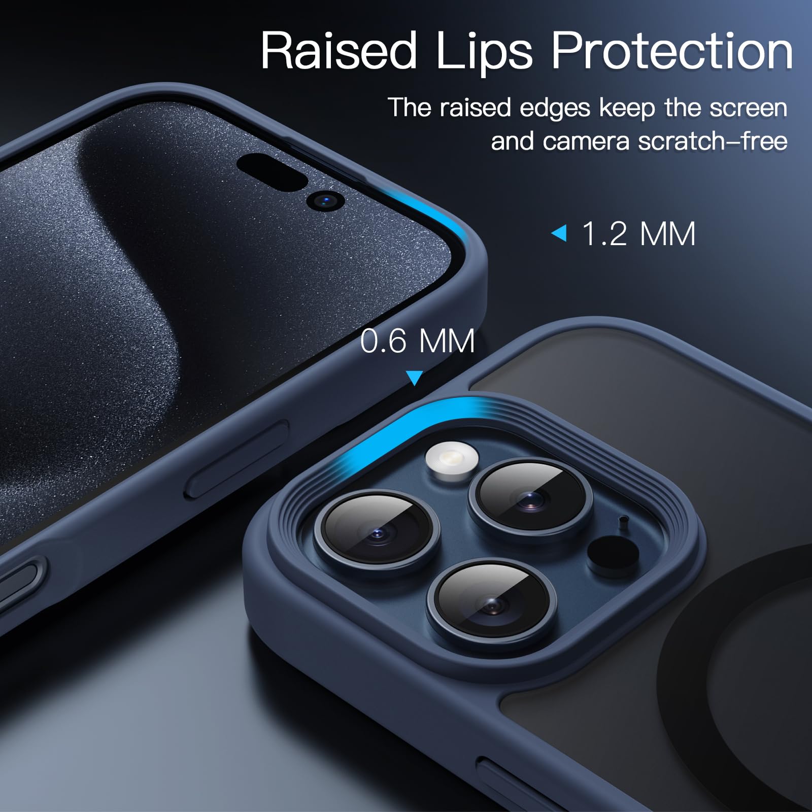 JETech Magnetic Case for iPhone 16 Pro Max 6.9-Inch | MagSafe Compatible Slim Shockproof Phone Cover with Translucent Matte Back | Perfect for Everyday Protection & Wireless Charging (Storm Blue)