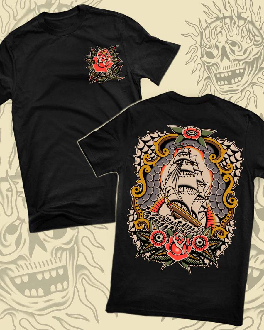 Take To The Grave Vessel T-Shirt - Black Cotton Graphic Tee for Men | Perfect for Concerts, Halloween & Gothic Fashion