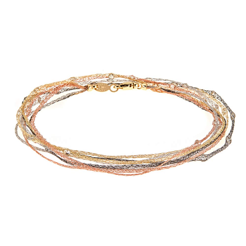 925 Sterling Silver Floating Gemstone Multi-Strand Bracelet for Women | Elegant 7.5