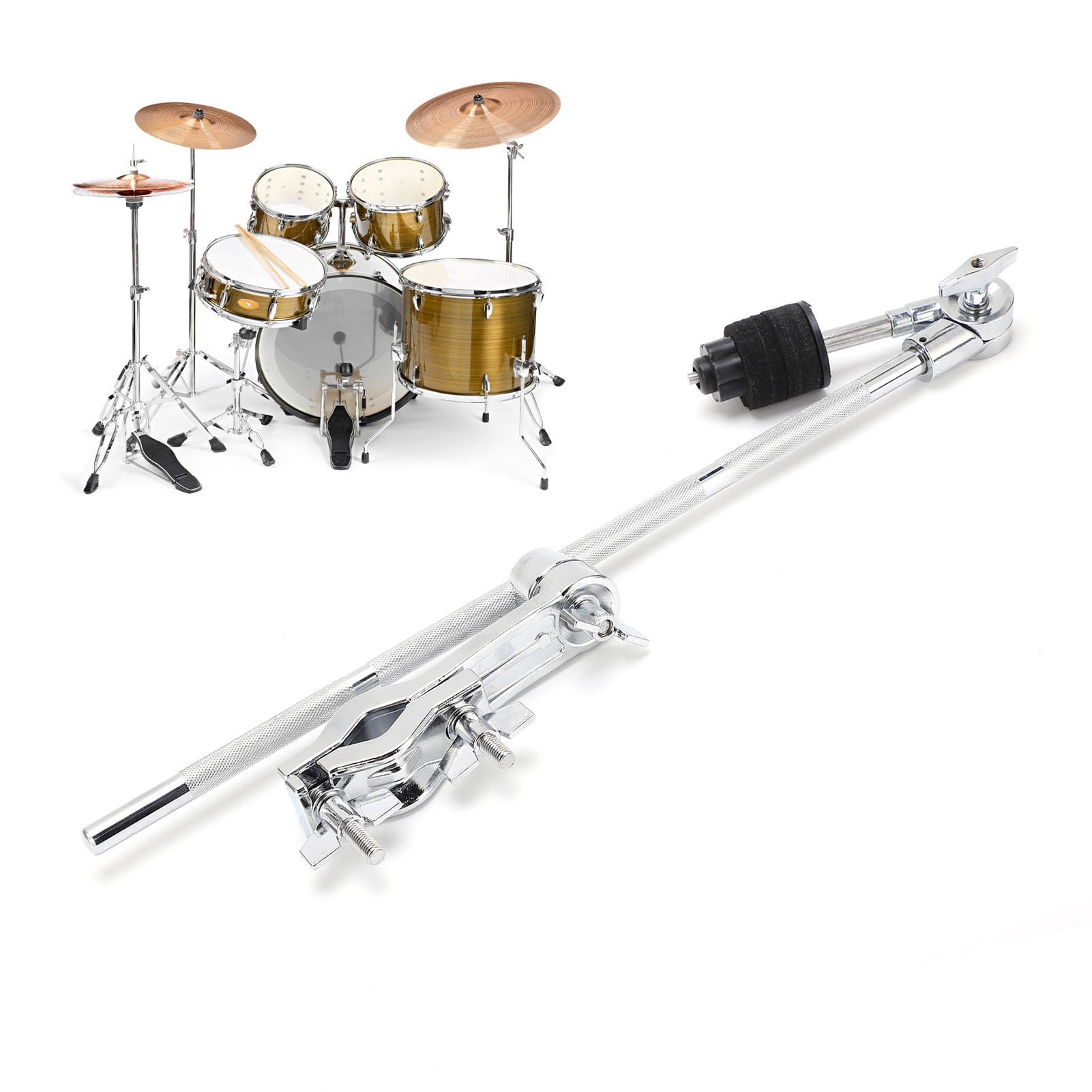 Adjustable Percussion Stand Clamp Holder with Felt Pad - for Cymbals, Cowbells & Handbells