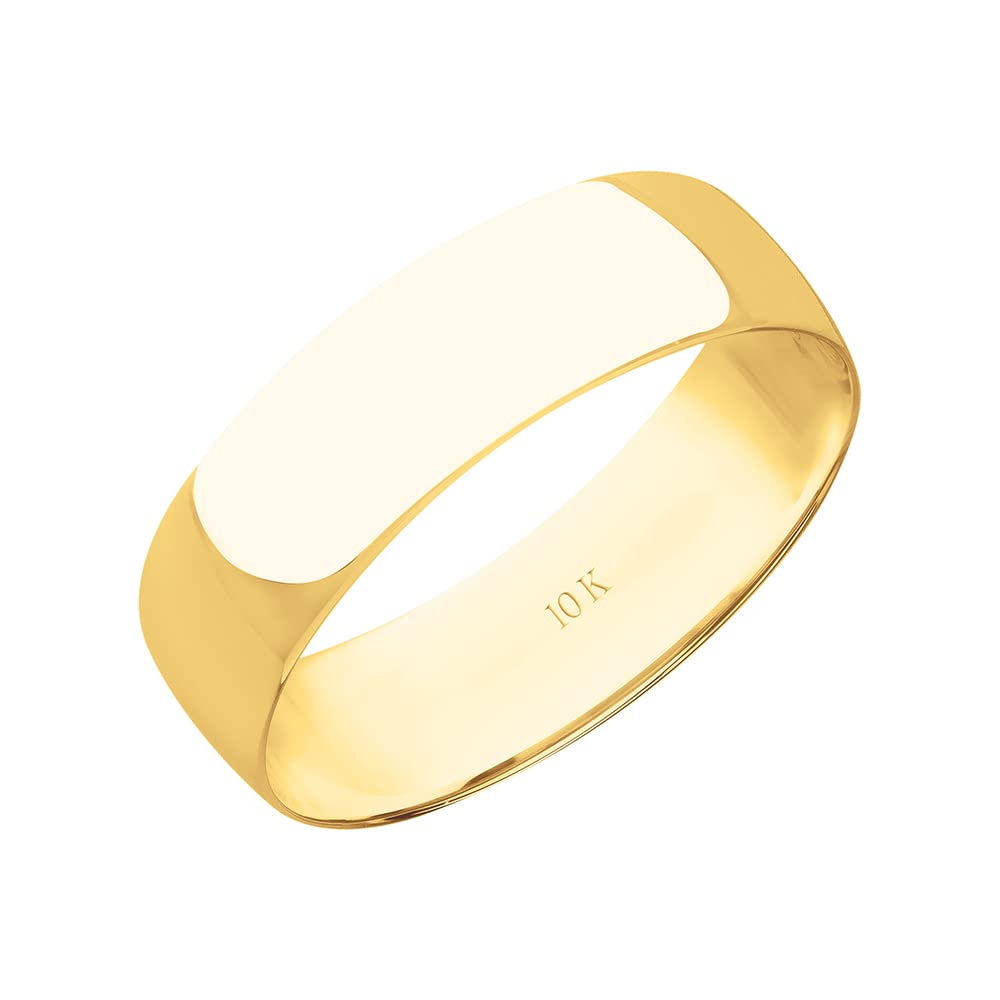 6MM Solid Gold Men's Wedding Band - 10K/14K Yellow, White & Rose Gold Comfort Fit Ring for Him | Durable Polished Classic Plain Wedding Ring for Men | Perfect for Proposals, Anniversaries & Everyday Wear by Brilliant Expressions