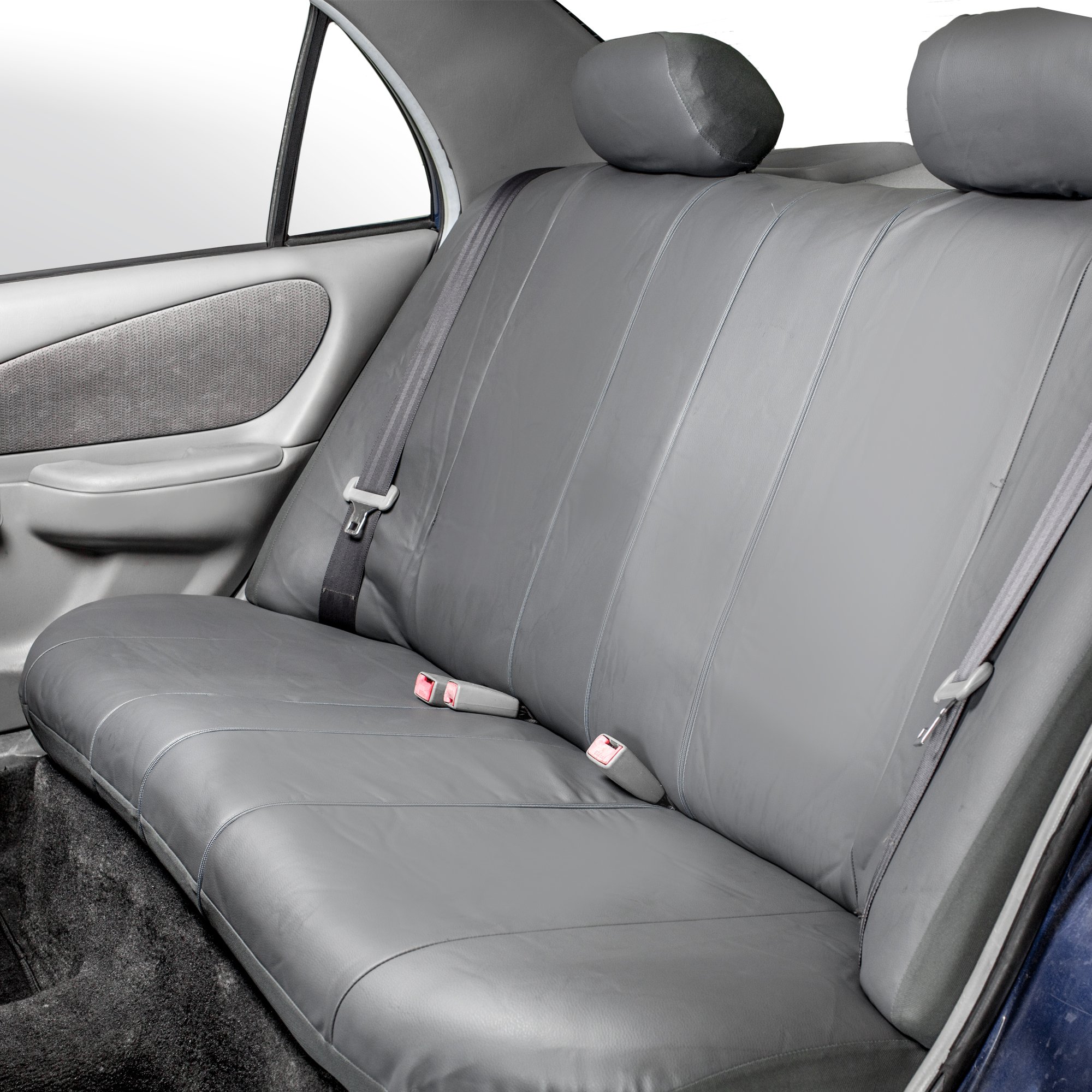 FH Group Full Set PU Leather Car Seat Covers - Universal Fit 1-Piece Front & Split Bench Rear Seat Covers for SUV, Sedan, Truck | Airbag Compatible, Waterproof, Easy to Install | Perfect for Road Trips, Daily Commute & Car Protection