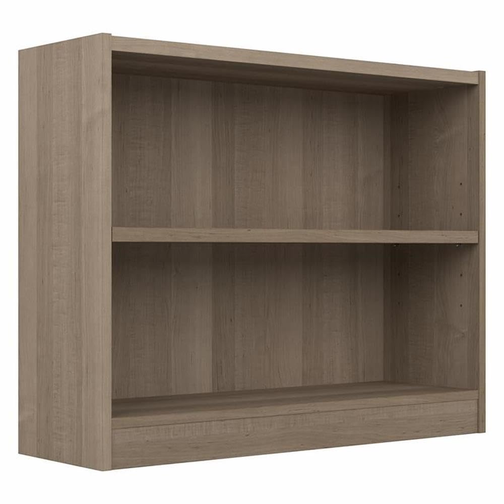 Bush Furniture Universal Small 2 Shelf Bookcase in Ash Gray - Compact Storage Solution for Books, Toys & Decor | Perfect for Home, Office & Dorm Rooms