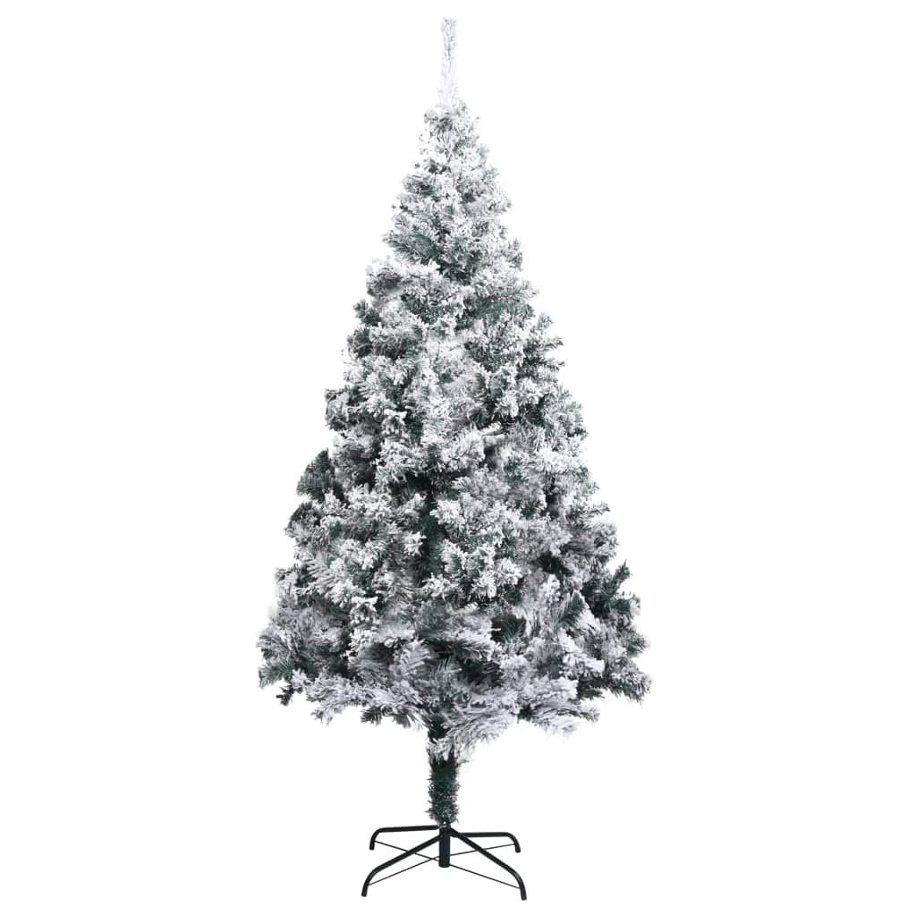 6 ft Pre-Lit Artificial Christmas Tree with Stand - 930 Branches Flocked Snow Xmas Tree for Home, Office & Party Decor | Holiday Decorations (6x4 ft, Green) - Perfect for Living Room, Bedroom & Festive Gatherings