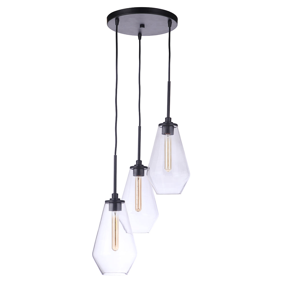 Nimbus 3 Modern Black Pendant Light - Sleek Hanging Fixture for Dining Room, Kitchen Island or Bedroom Lighting