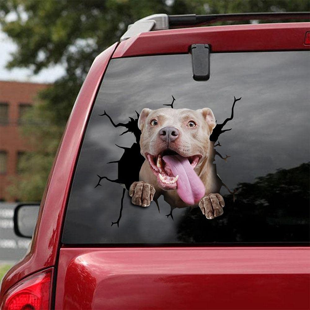 3D Pitbull Dog Car Decal Sticker - Waterproof Vinyl Decals for Car Windows, Bumpers, Laptops, Fridges & Home Decor - Funny Pet Lover Gifts for Truck, SUV, Toilet & Office Use