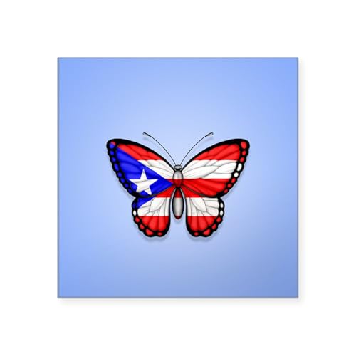 Clear - Puerto Rican Flag Butterfly on Blue Sticker